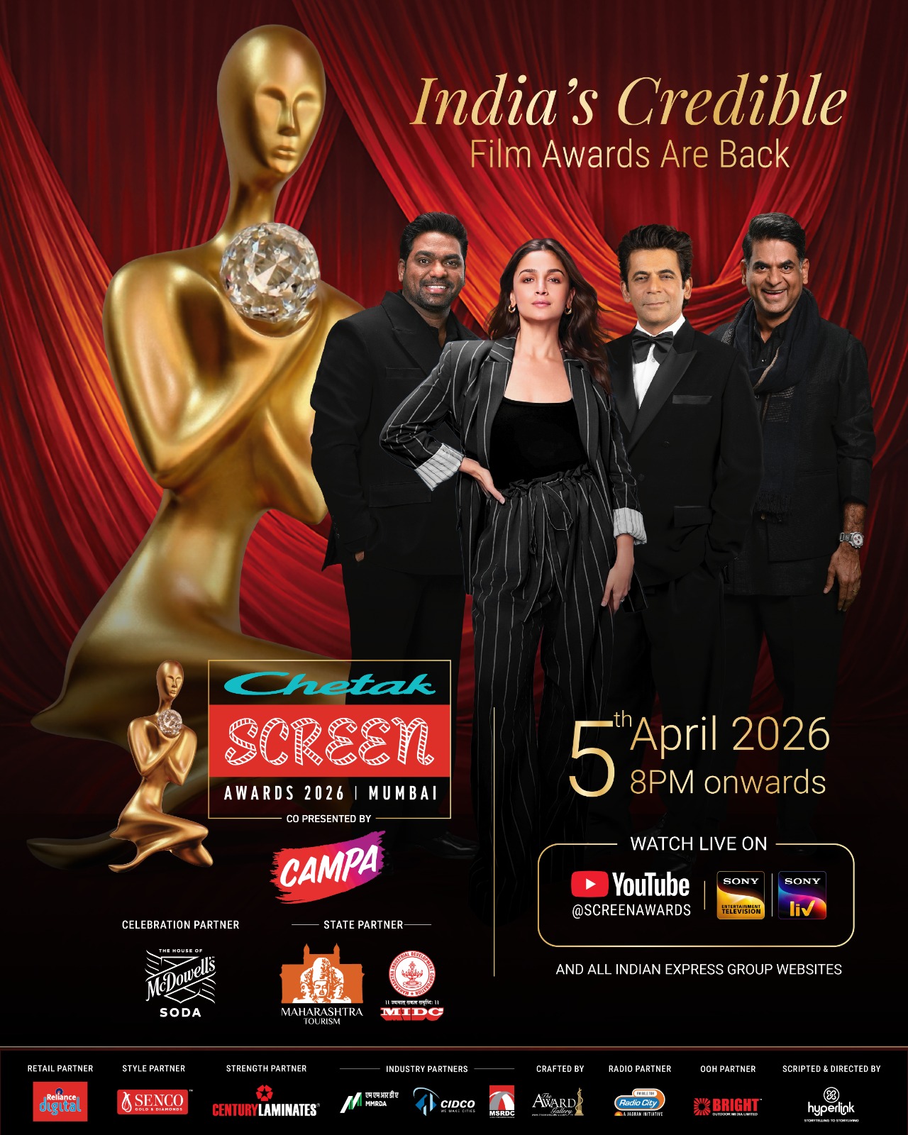 Sony Pictures to Air Chetak SCREEN Awards 2026 Live