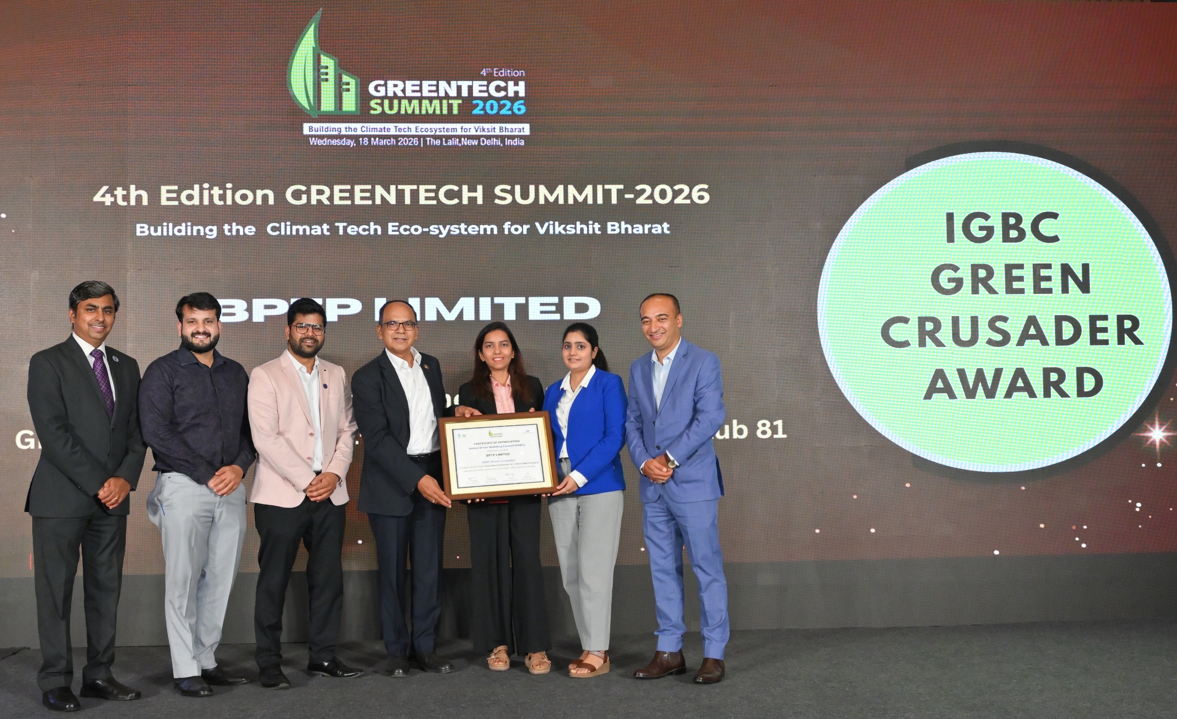 BPTP Recognised as &lsquo;IGBC Green Crusader&rsquo; at IGBC Greentech Summit 2026