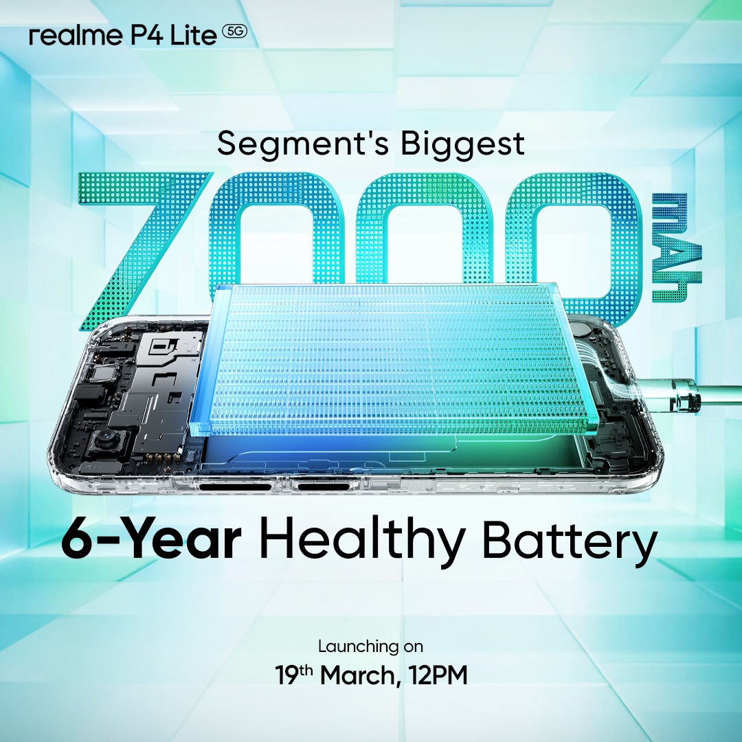 realme continues to lead in battery innovation, setting a new benchmark for battery in the segment with the realme P4 Lite 5G