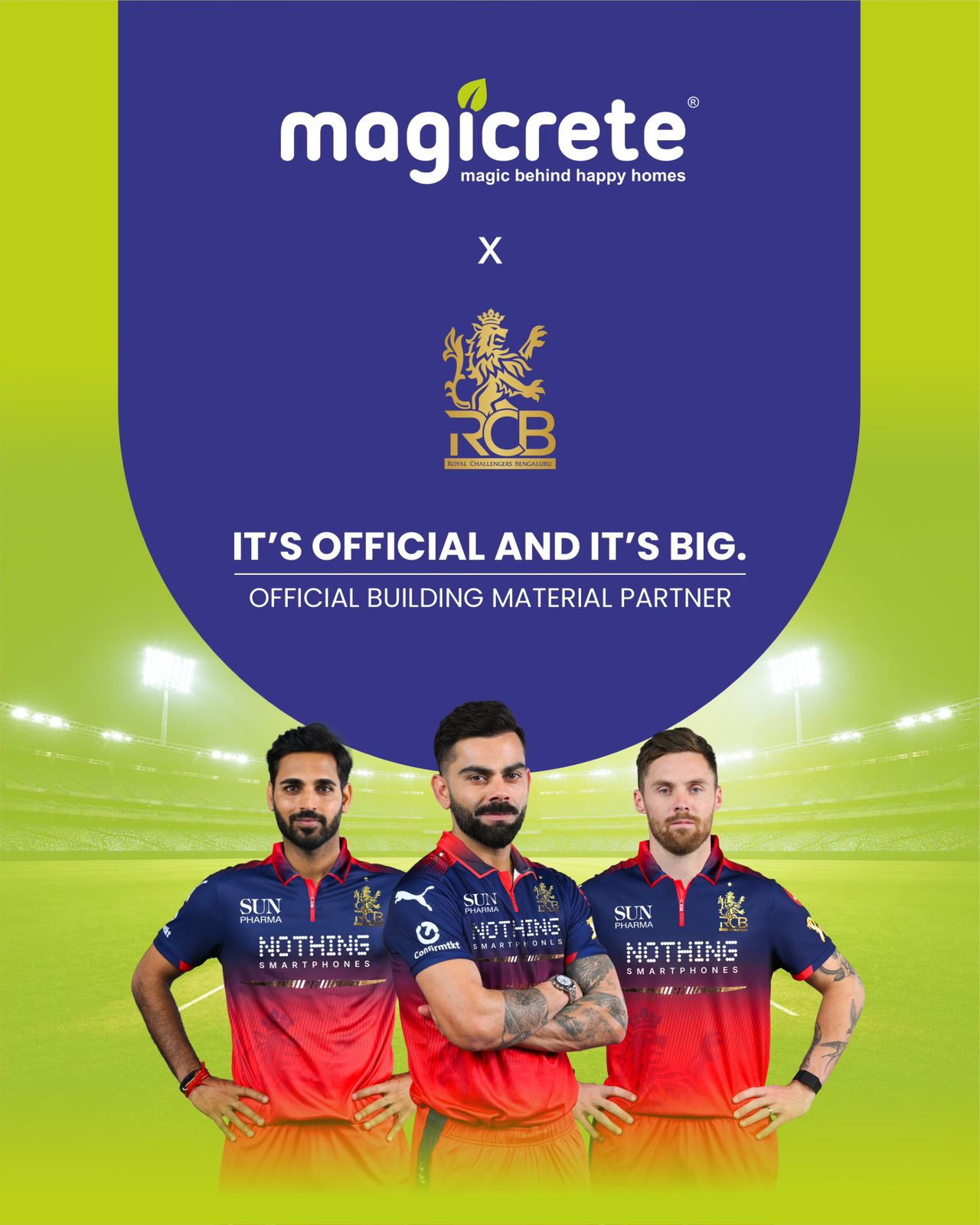 Magicrete Announces Partnership with Royal Challengers Bengaluru as their Official Building Material Partner for T20 league 2026