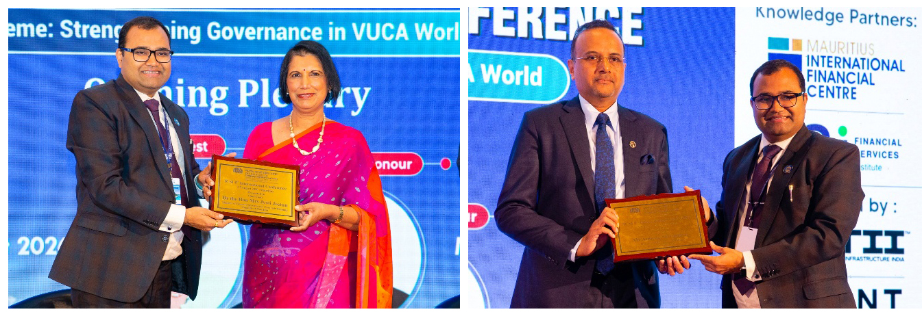 English Press Release and Photograph of ICSI announces Global Governance Conference at its 5th International Conference in Mauritius