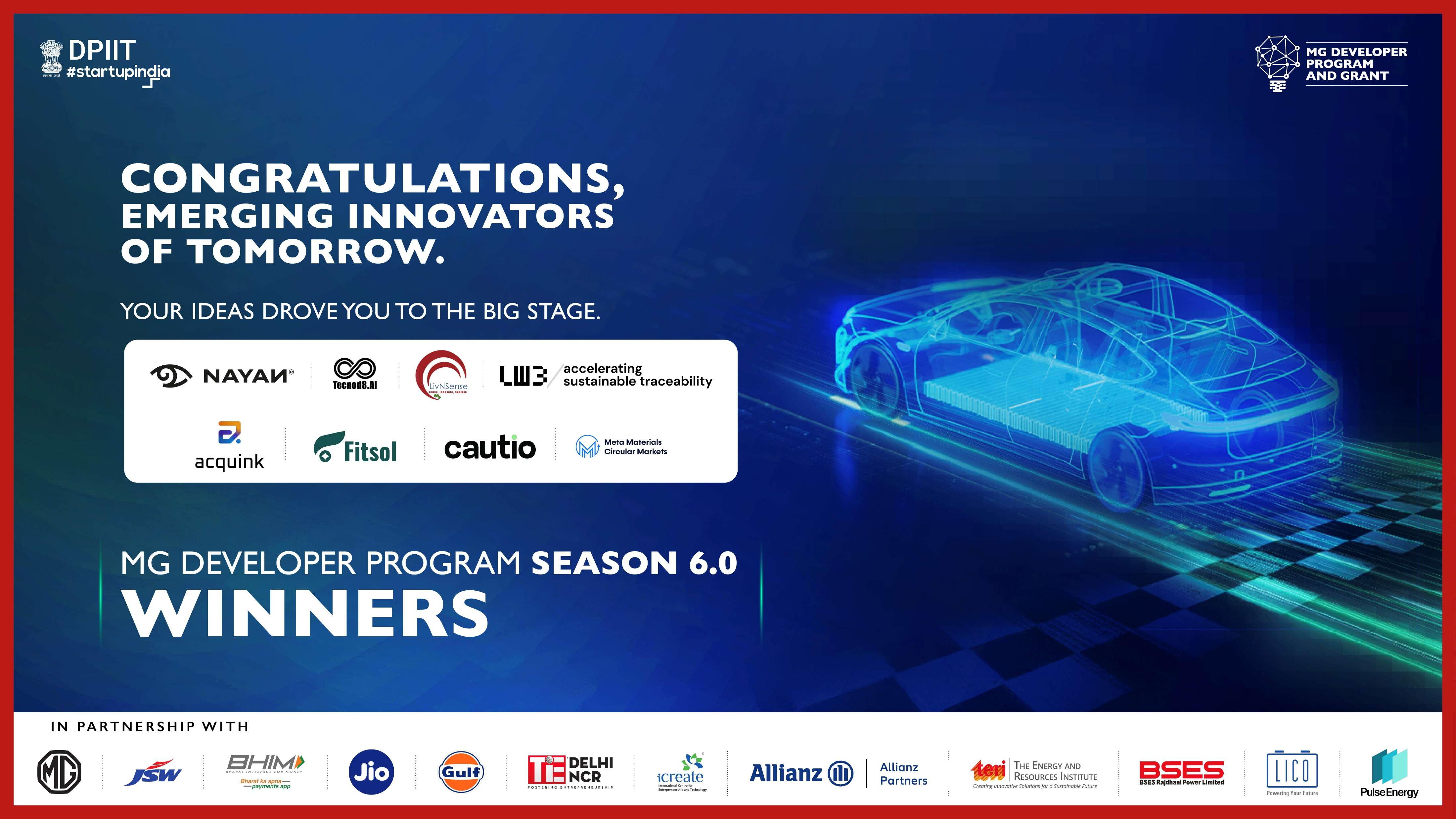 JSW MG Motor India announces winners of MG Developer Program Season 6.0 focused on Innovation in Automotive