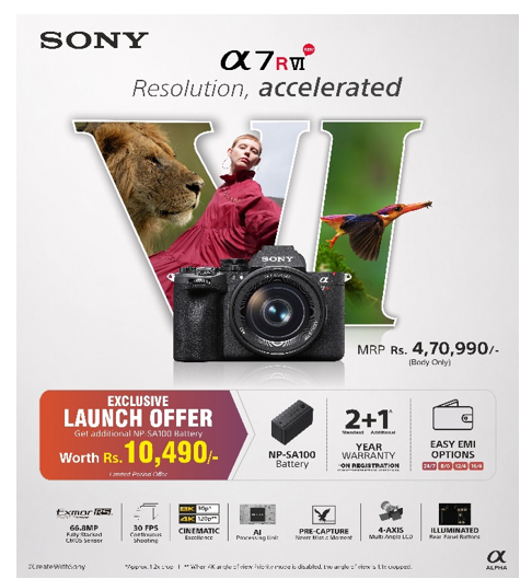 Sony India Expands its Premium Alpha Line-up with the New Alpha 7R VI