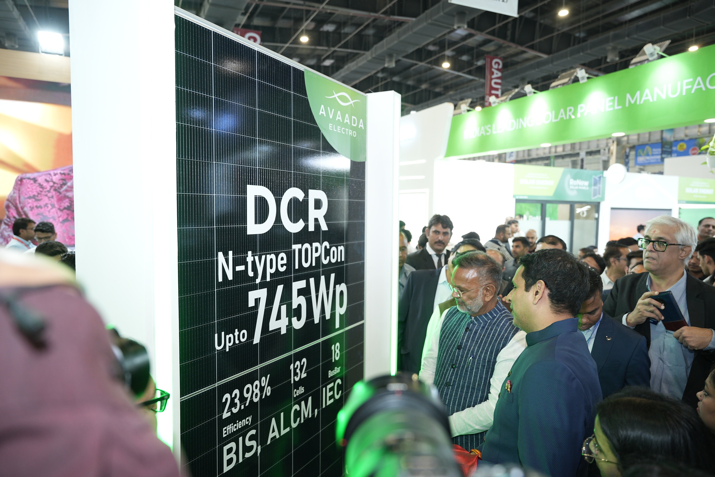 Rajasthan Energy Minister Shri Heeralal Nagar Unveils Avaada 745 Wp Made-in-India DCR TOPCon Solar Module at REI Expo 2026