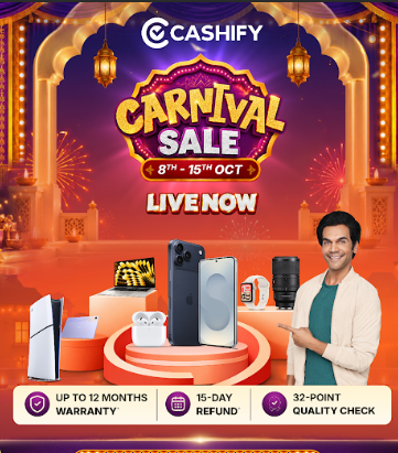 Cashify Carnival Sale live from October 8-15, with iPhone 17 from ₹66,199, iPhone 15 from ₹42,199 and Samsung Galaxy S25 Ultra 5G from ₹67,199