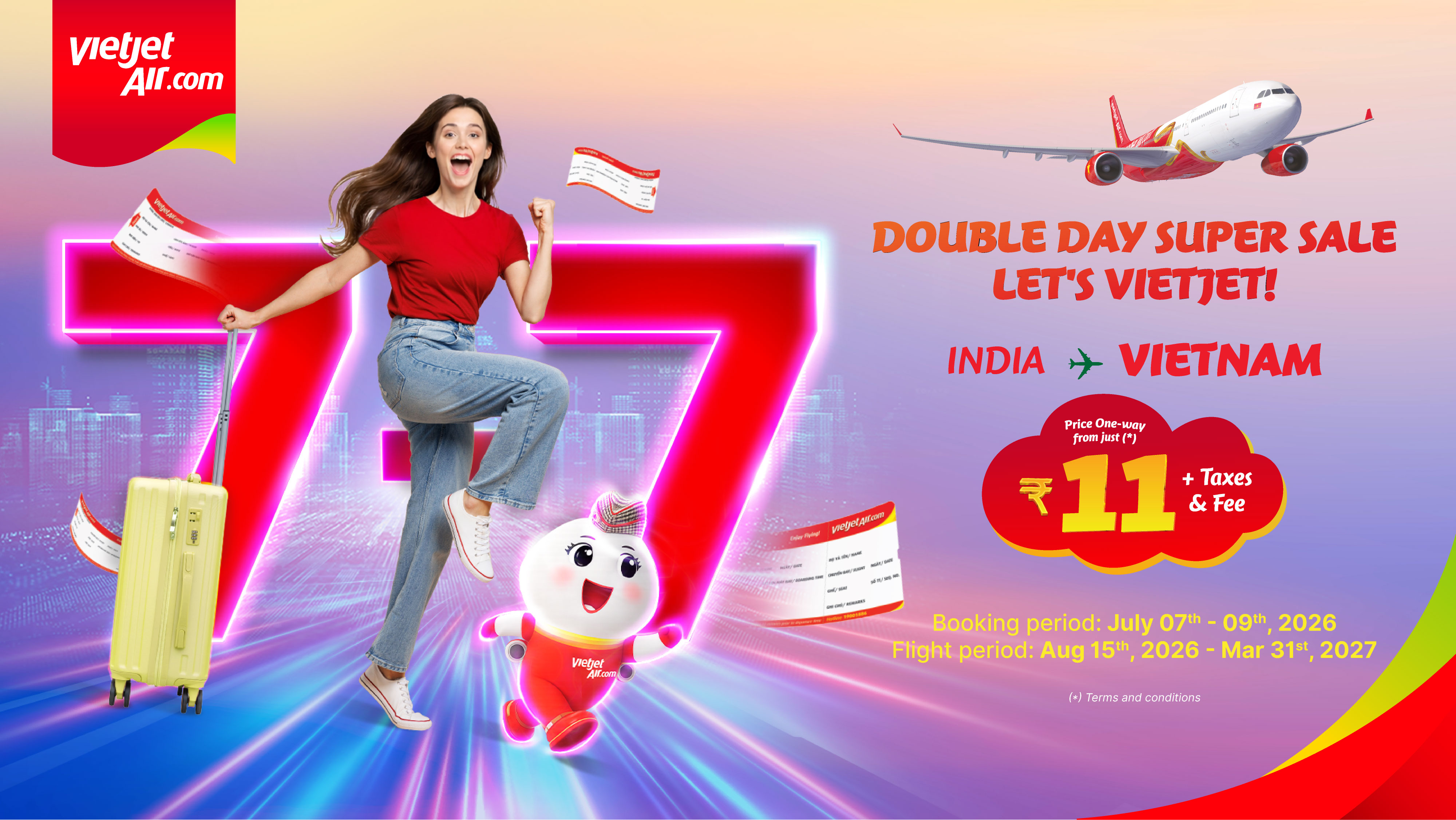 Vietjet&rsquo;s 7/7 Double Day Sale Offers Indian Travellers Fares from INR11 to Vietnam