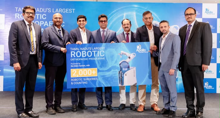 Apollo Hospitals Greams Road Crosses 2,000 Robotic-Assisted Orthopaedic Surgeries, Marks TN’s Largest Orthopaedic Robotic Programme