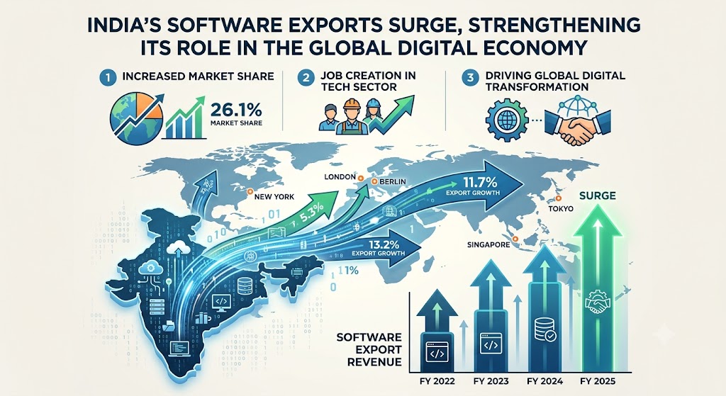 India&rsquo;s Software Exports Surge, Strengthening Its Role in the Global Digital Economy