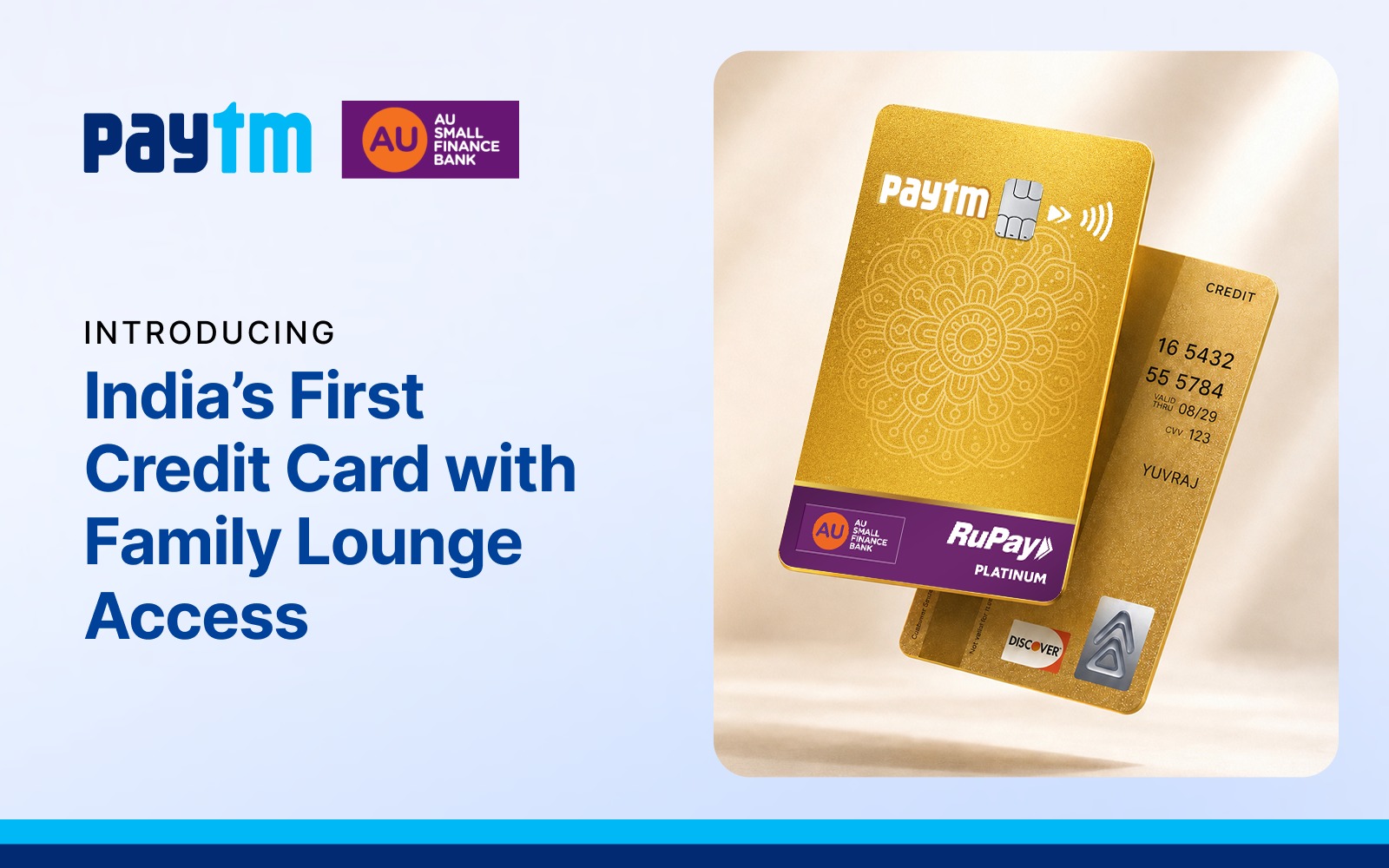 Paytm and AU Small Finance Bank Partner to Launch India&rsquo;s First Family Lounge Access Rupay Credit Card