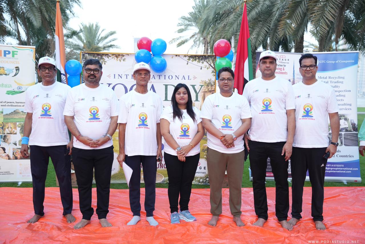 IPF Bihar Council organized a grand Yog Shivir at Sharjah Corniche to commemorate International Yoga Day 2026
