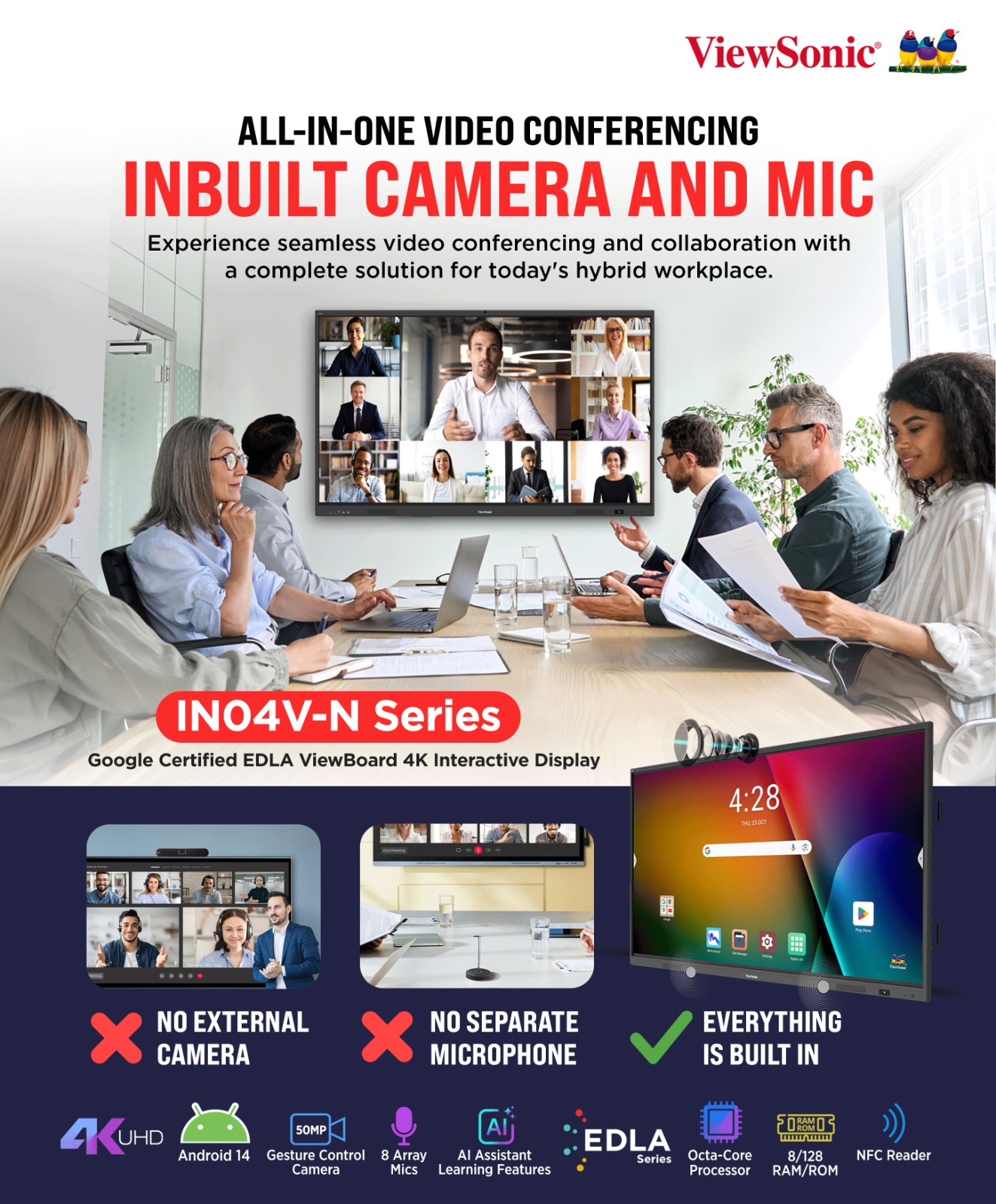 ViewSonic Launches Its First ViewBoard with an Integrated 48MP AI Camera, Redefining Hybrid Collaboration for Meetings and Classrooms