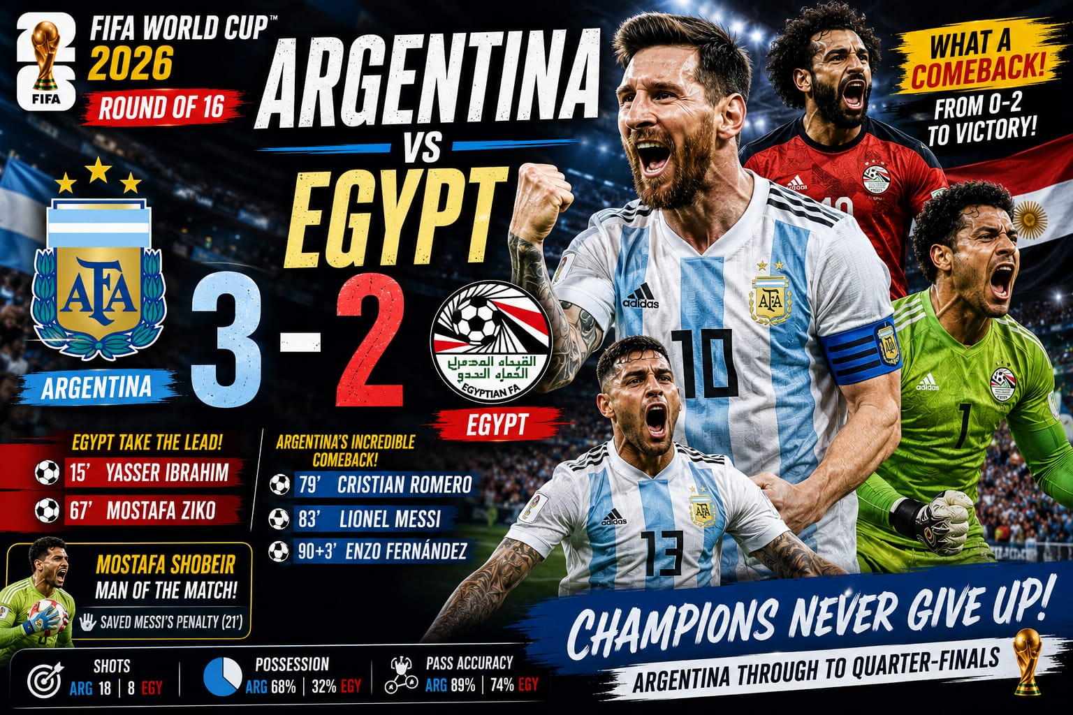 Argentina 3–2 Egypt: Messi Leads a Stunning Comeback as the World Champions Refuse to Fall : Dr. (HC) Prachetan Potadar