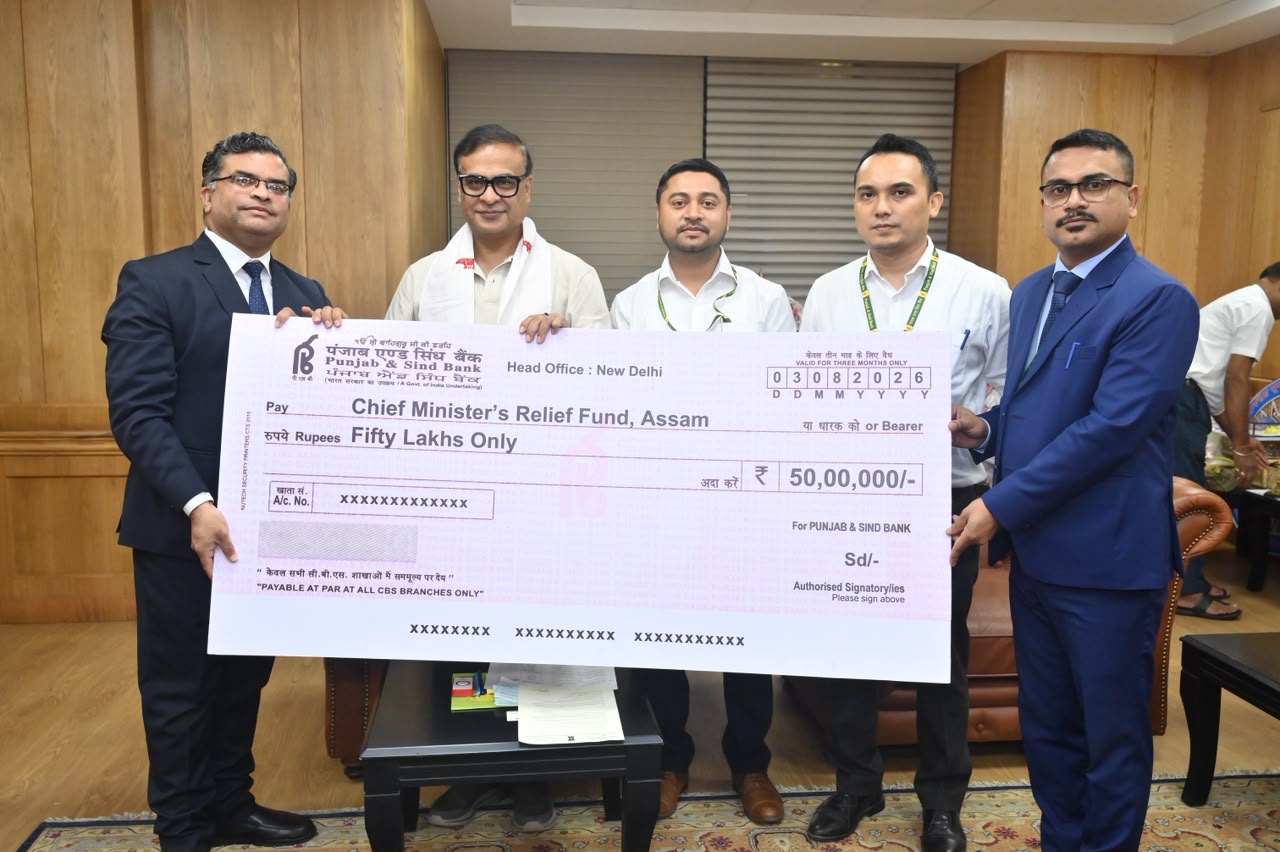 Punjab & Sind Bank Contributes Rs 50 Lakh to Assam Chief Minister’s Relief Fund to Support Flood Relief Efforts