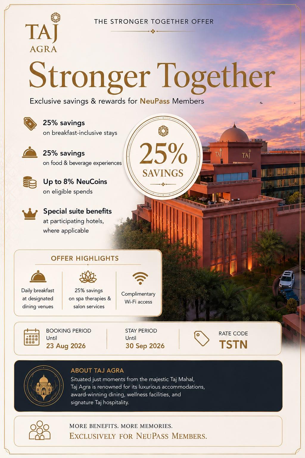 Taj Agra Invites Guests to Embrace the Monsoon with a Special Staycation Experience