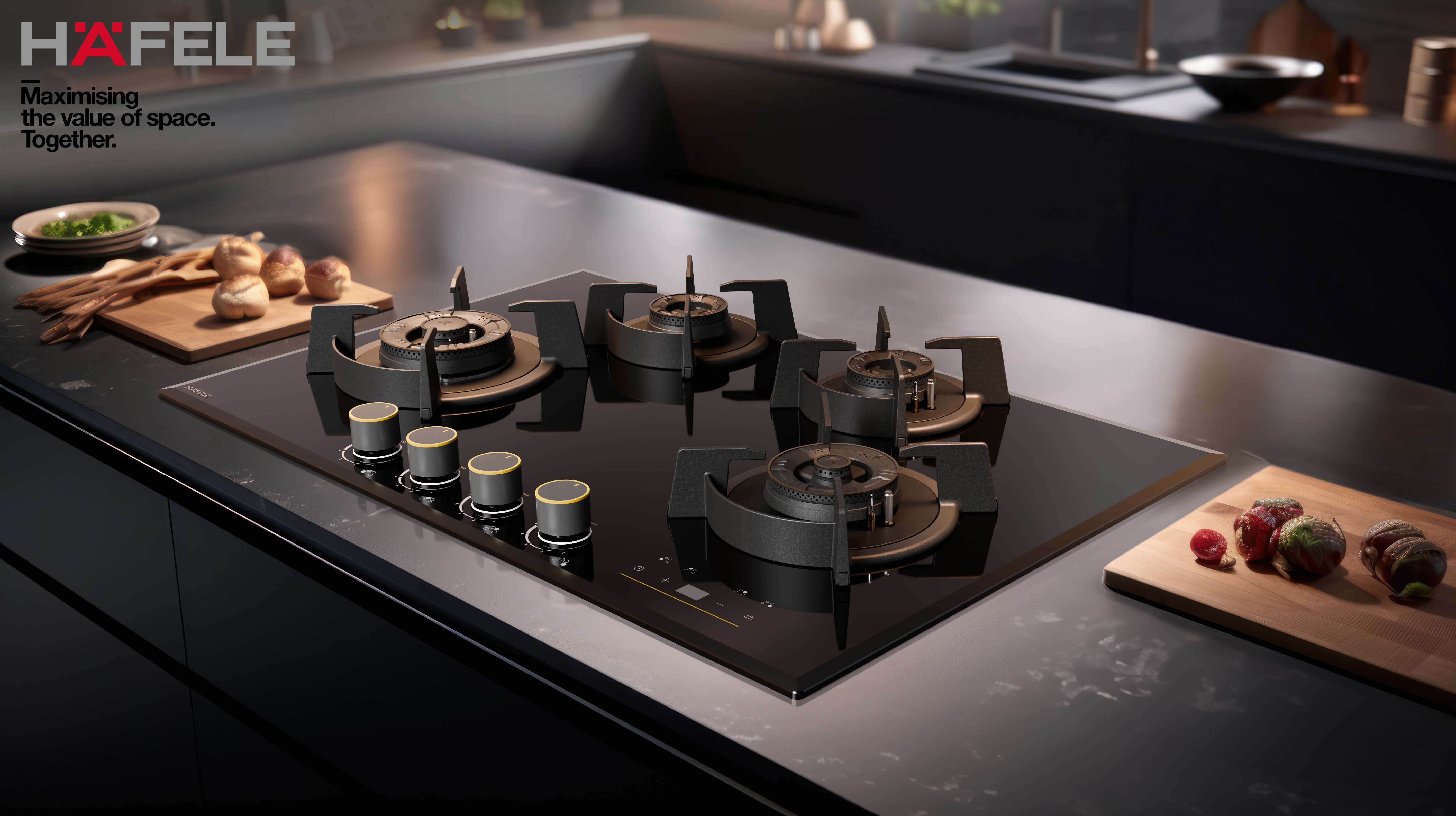H&auml;fele Cronus Digi-Step Hobs Simplify Cleaning with Thoughtful Burner Design