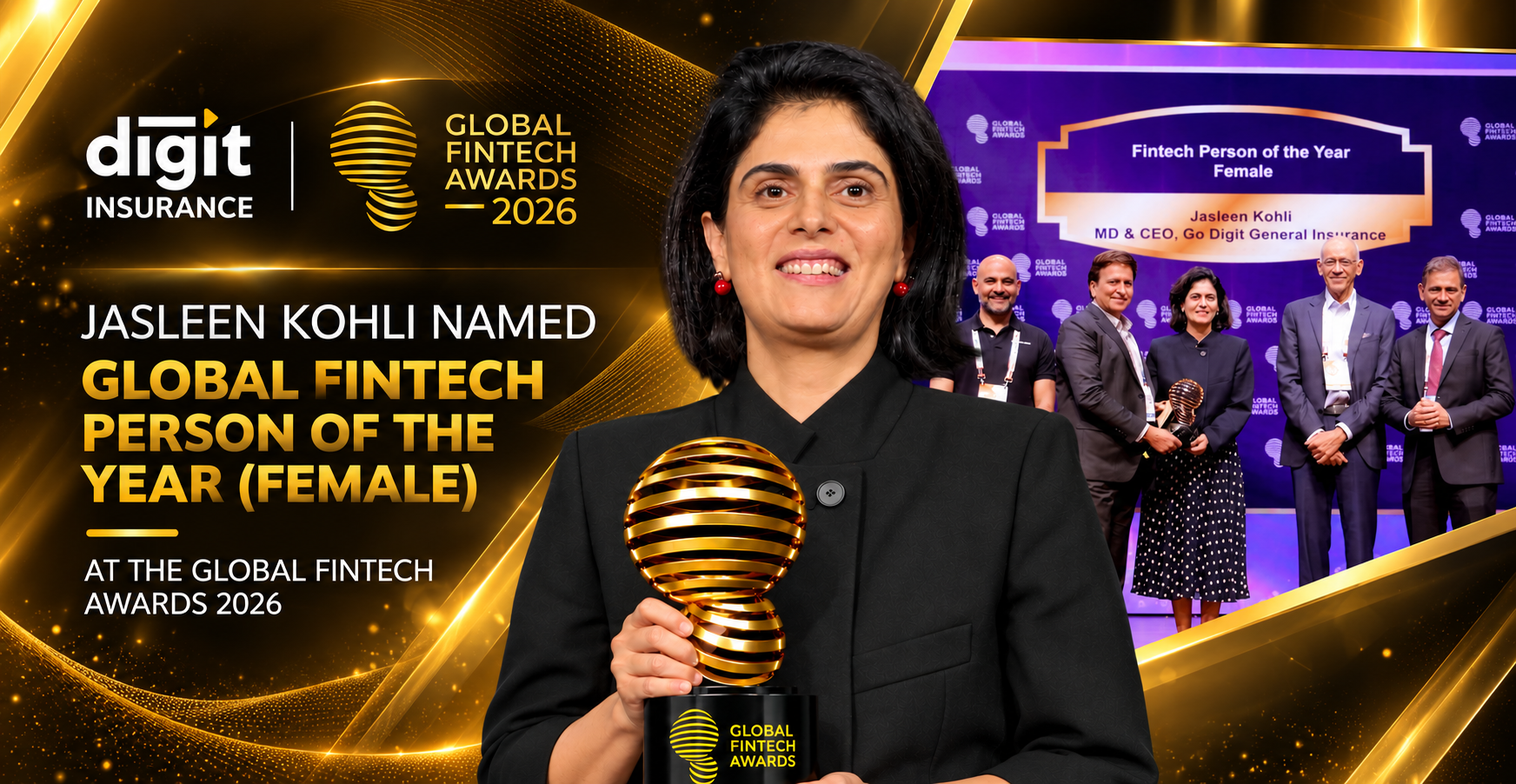 Digit Insurance&rsquo;s MD & CEO Jasleen Kohli named Global Fintech Person of the Year &ndash; Female at the Global Fintech Awards 2026