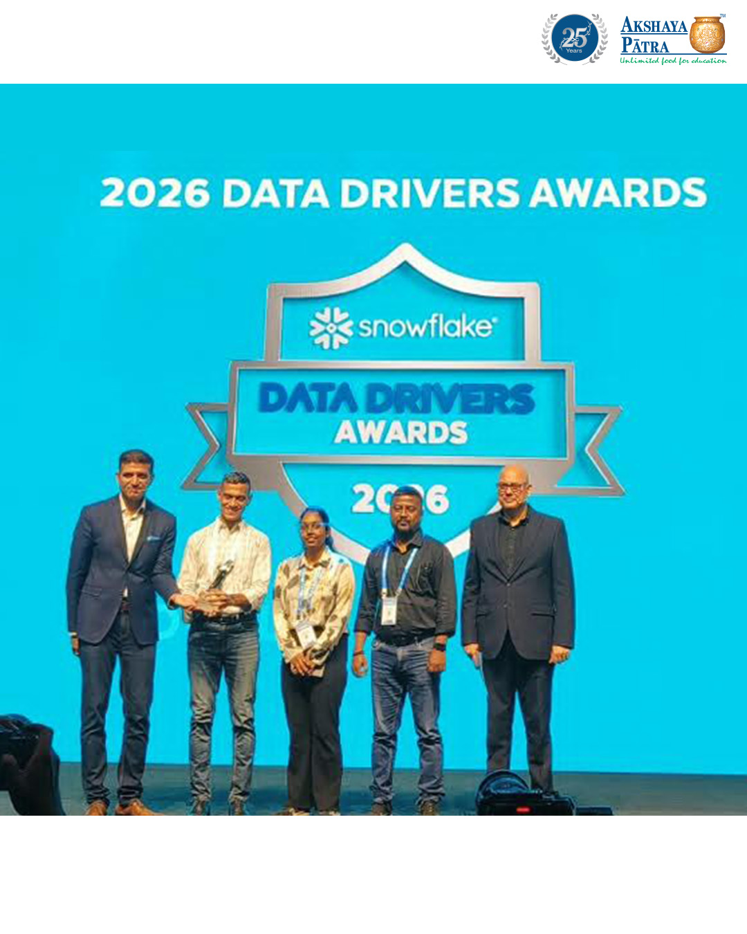 The Akshaya Patra Foundation honoured with the &lsquo;Data for Good&rsquo; recognition at Snowflake World Tour Bengaluru 2026