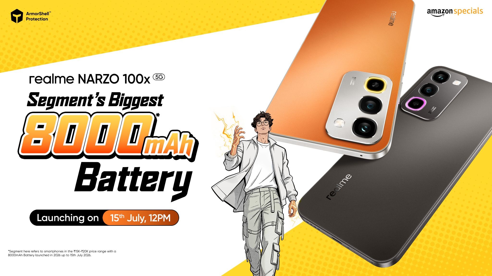 realme NARZO 100x 5G set to launch on 15th July with the segment&rsquo;s biggest 8000mAh battery