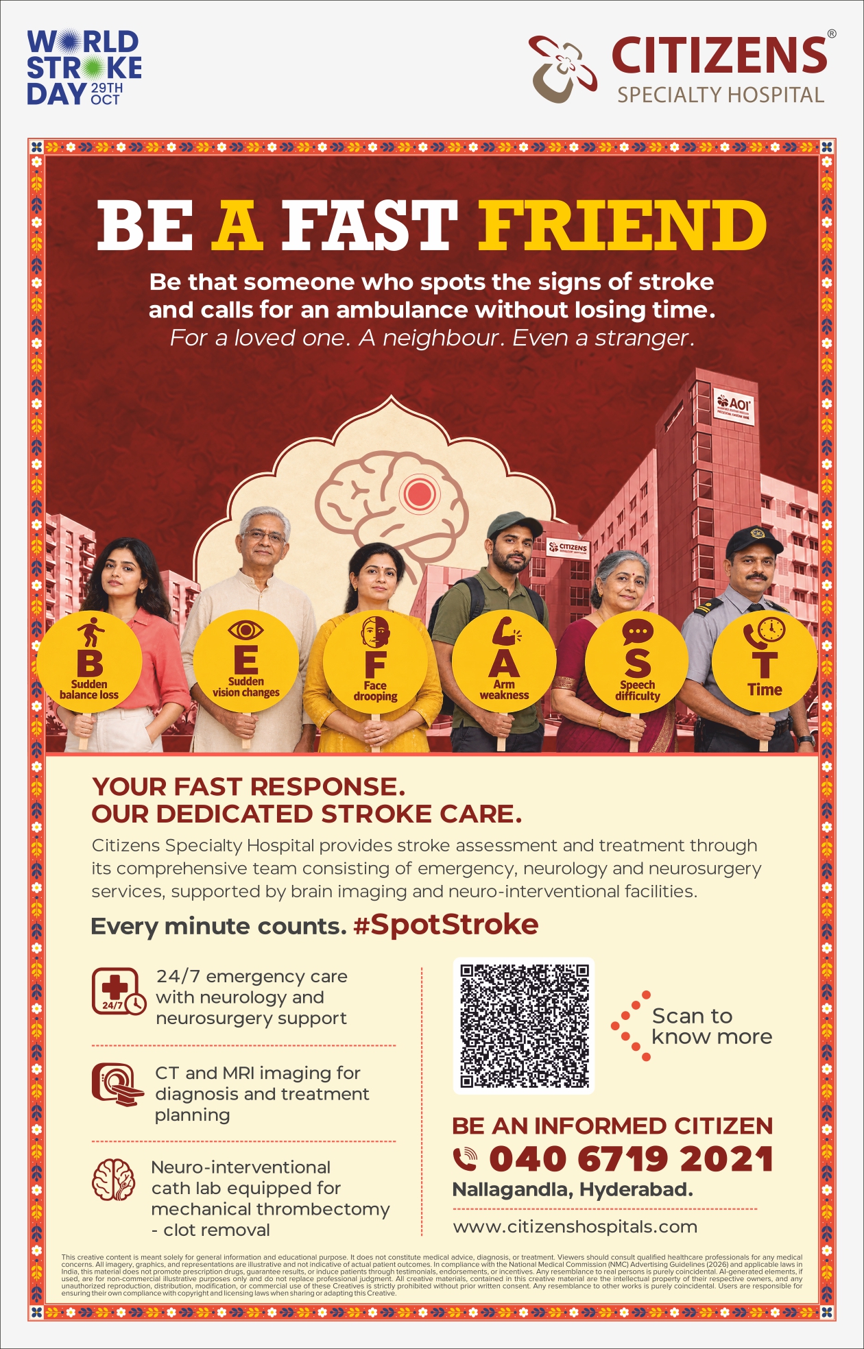 Citizens Specialty Hospital Launches &ldquo;Be A FAST Friend&rdquo; Campaign on World Stroke Day