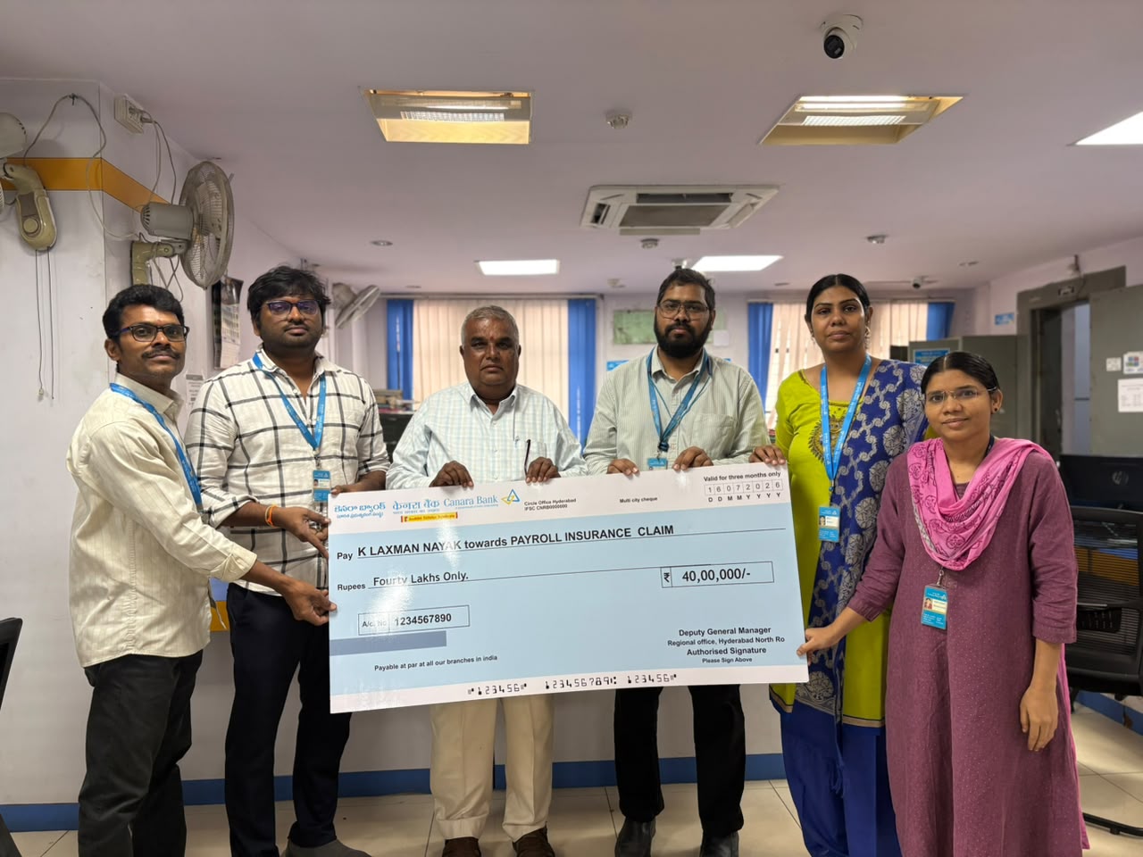 Canara Bank Extends ₹46 Lakh Insurance Support to Nominee of Premium Payroll Account Holder
