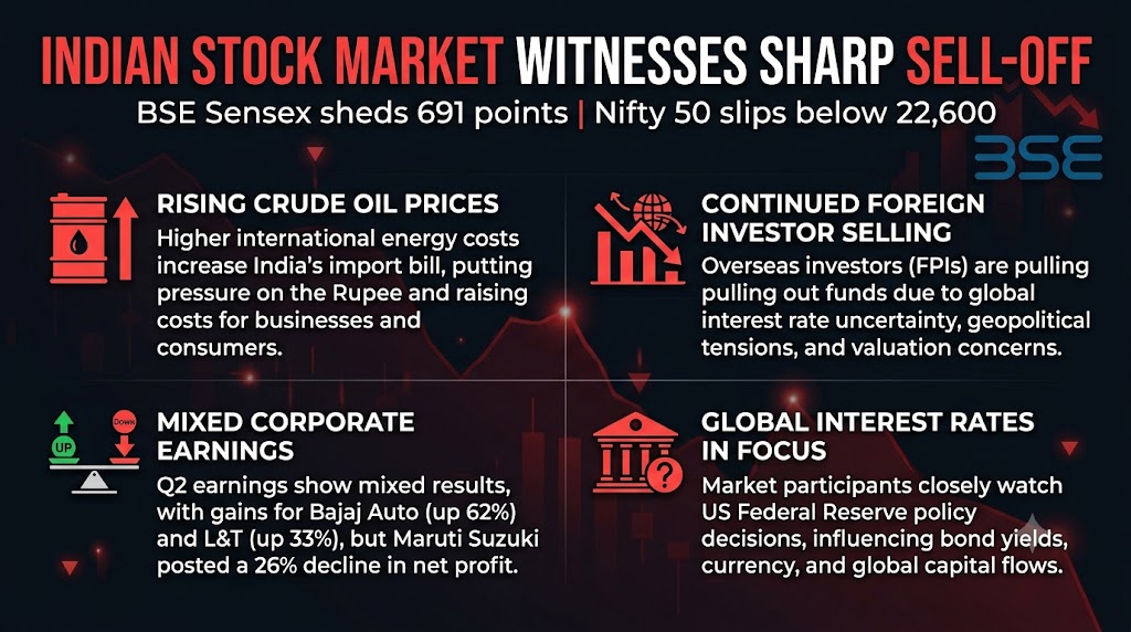 Indian Stock Market Under Pressure as Rising Oil Prices and Foreign Selling Rattle Investors