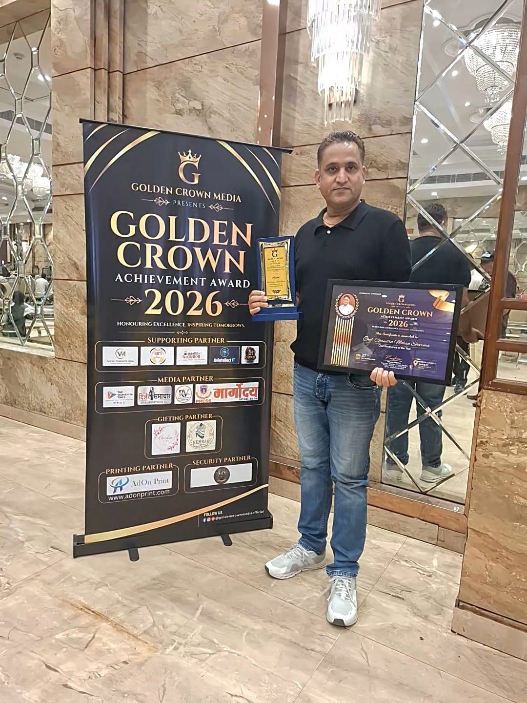 Chef Chandra Mohan Sharma Receives Culinary Leadership Excellence Award at Golden Crown Achievement Awards 2026