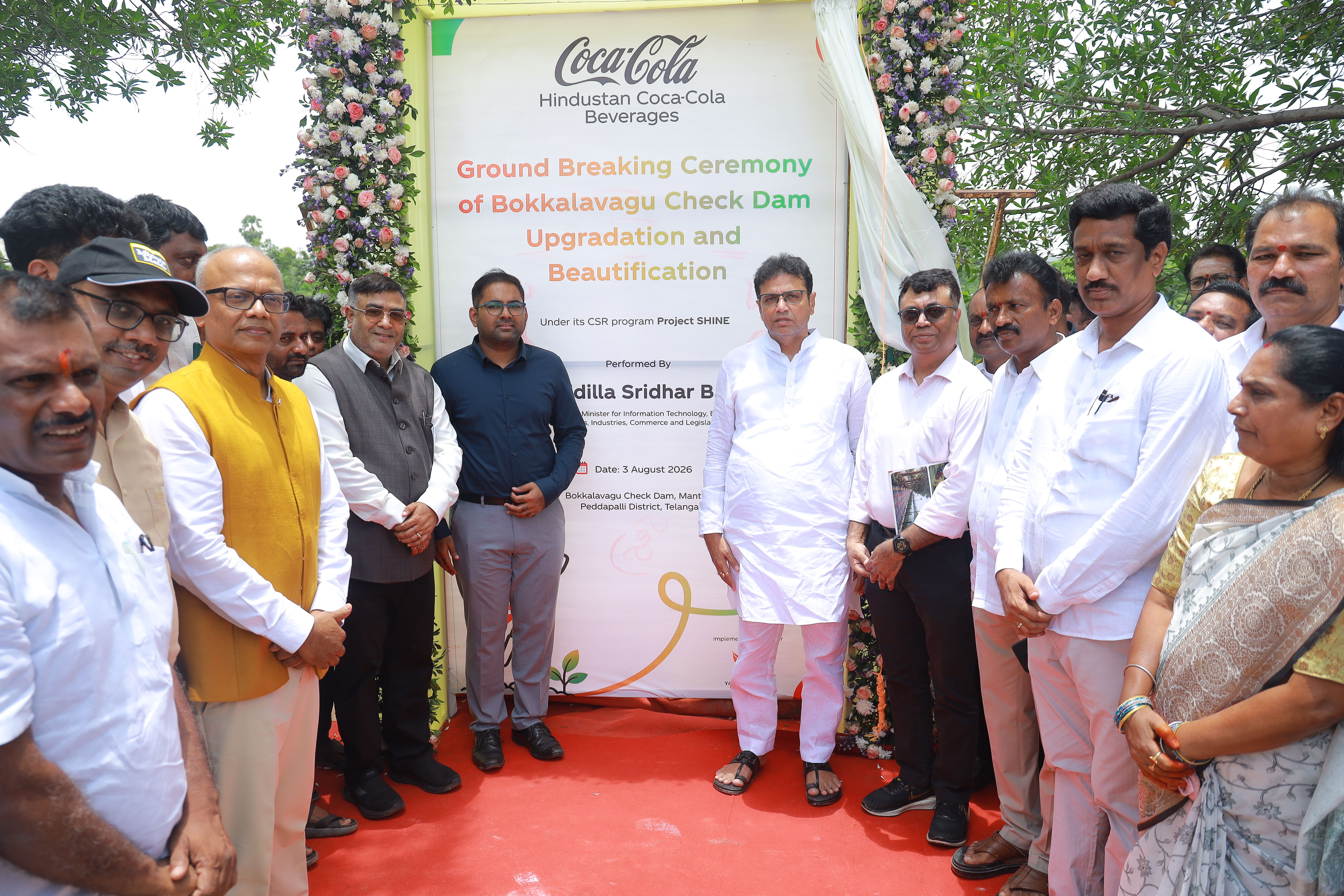 Shri D. Sridhar Babu launches Bokkala Vagu Check Dam Beautification Initiative in Manthani in partnership with Hindustan Coca-Cola Beverages (HCCB)