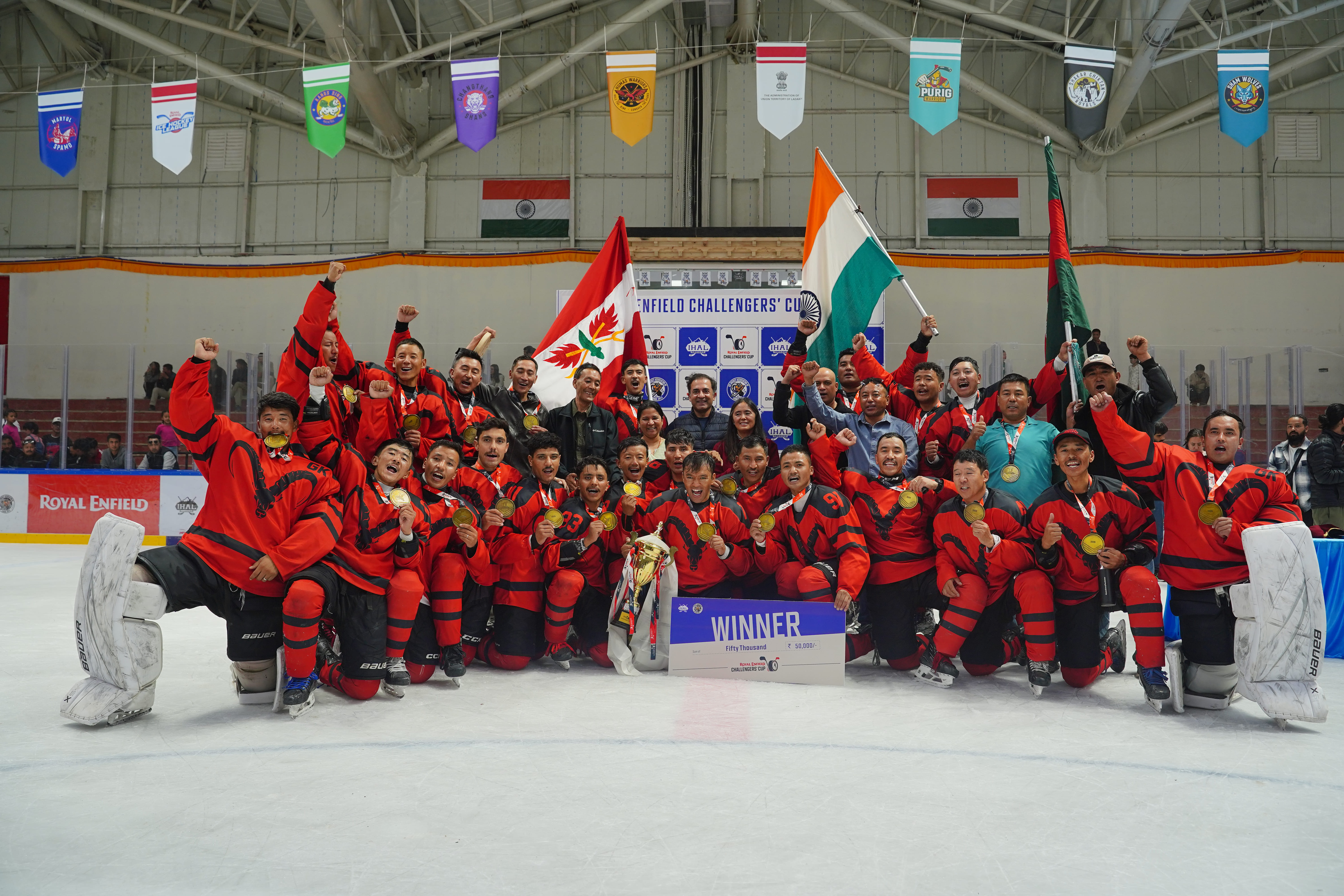 Indian Army Ice Hockey Team crowned champions of the Inaugural Royal Enfield Challengers' Cup