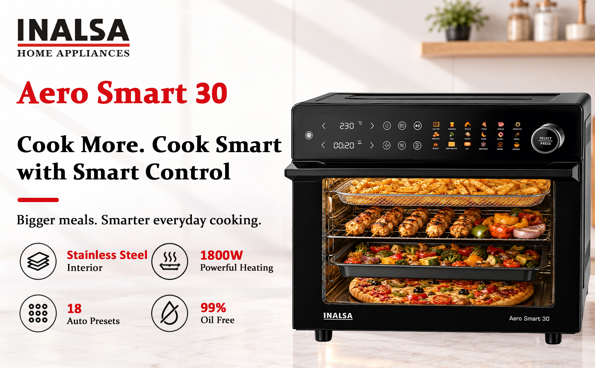 INALSA Launches Aero Smart 30 Air Fryer Oven with Automated 18-in-1 Dual-Stage Culinary Tech