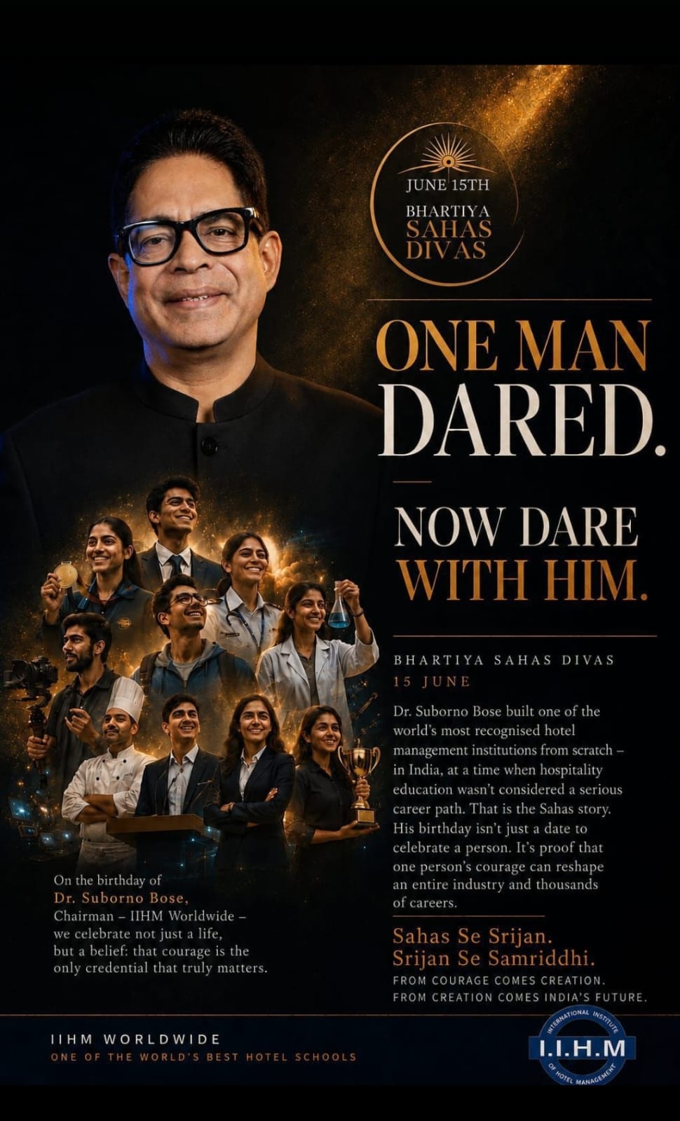 One Man Dared, Thousands Now Dream: IIHM Celebrates Dr. Suborno Bose's Vision Through Bhartiya Sahas Divas and Nil Waste Kitchen Initiative