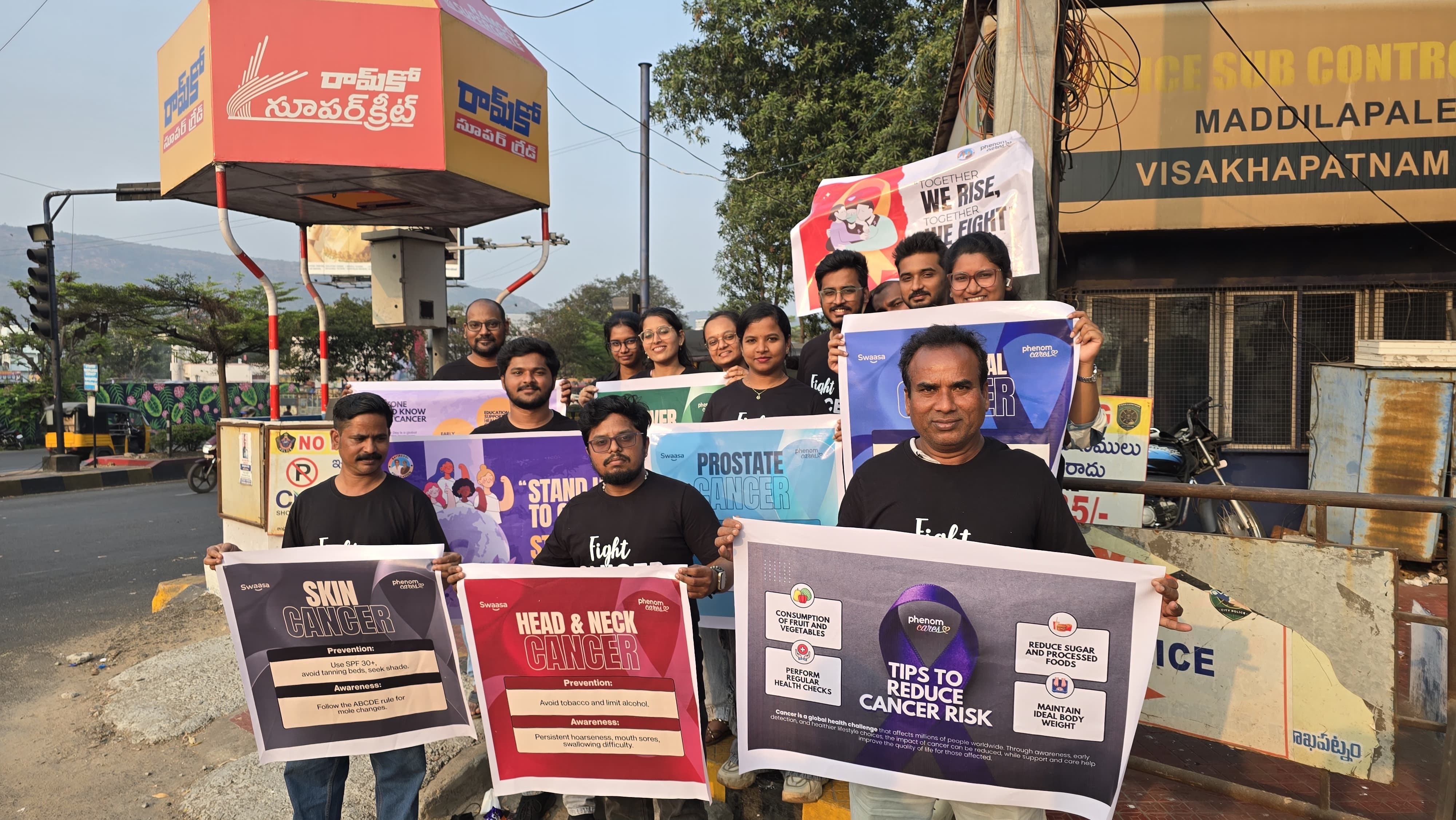 Phenom Cares and Bayireddi Foundation Spread Cancer Awareness on the Streets of Hyderabad and Visakhapatnam