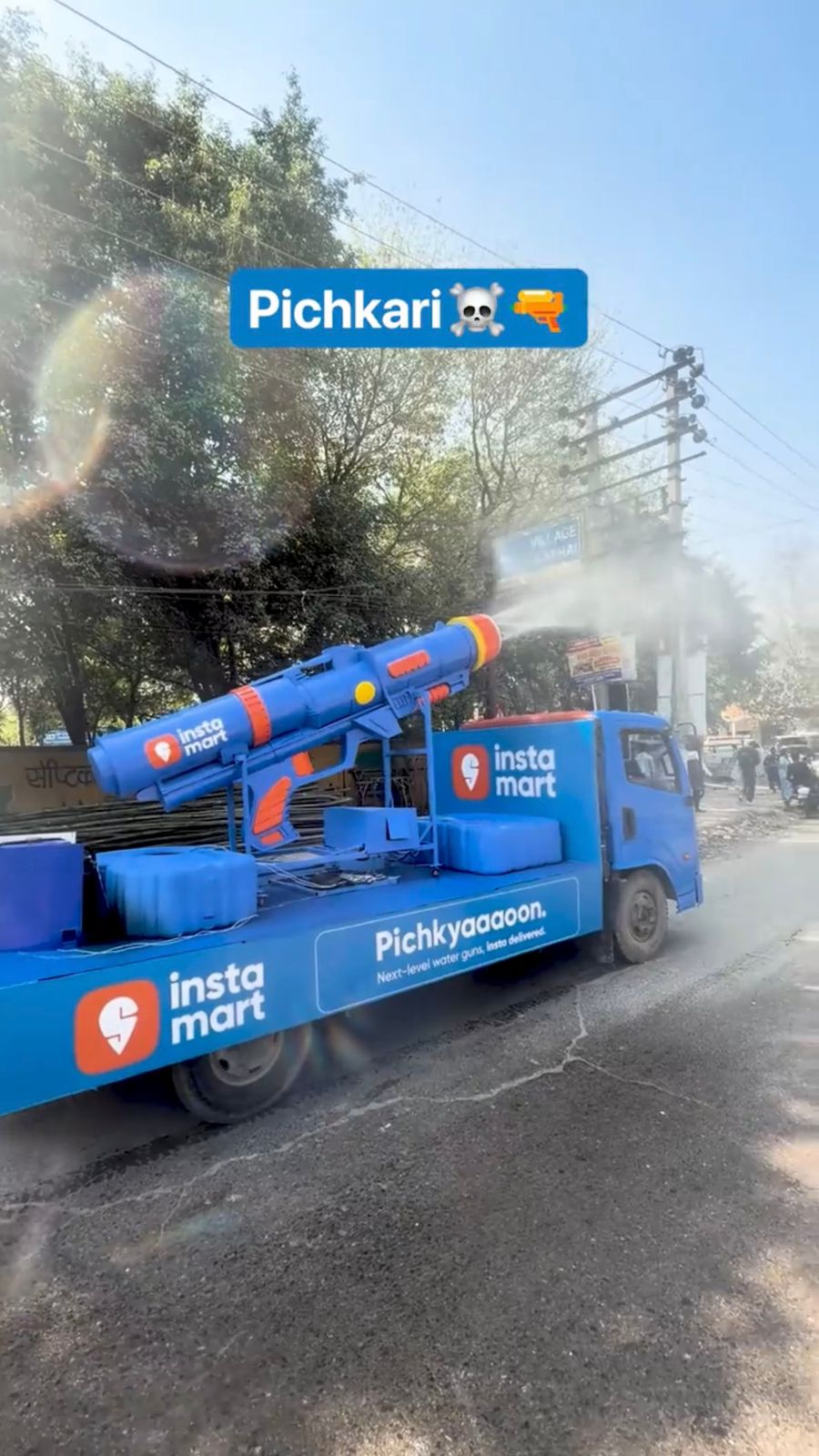 Instamart Rolls Out a Giant Moving Water Gun, Turning City Streets into a Holi Celebration