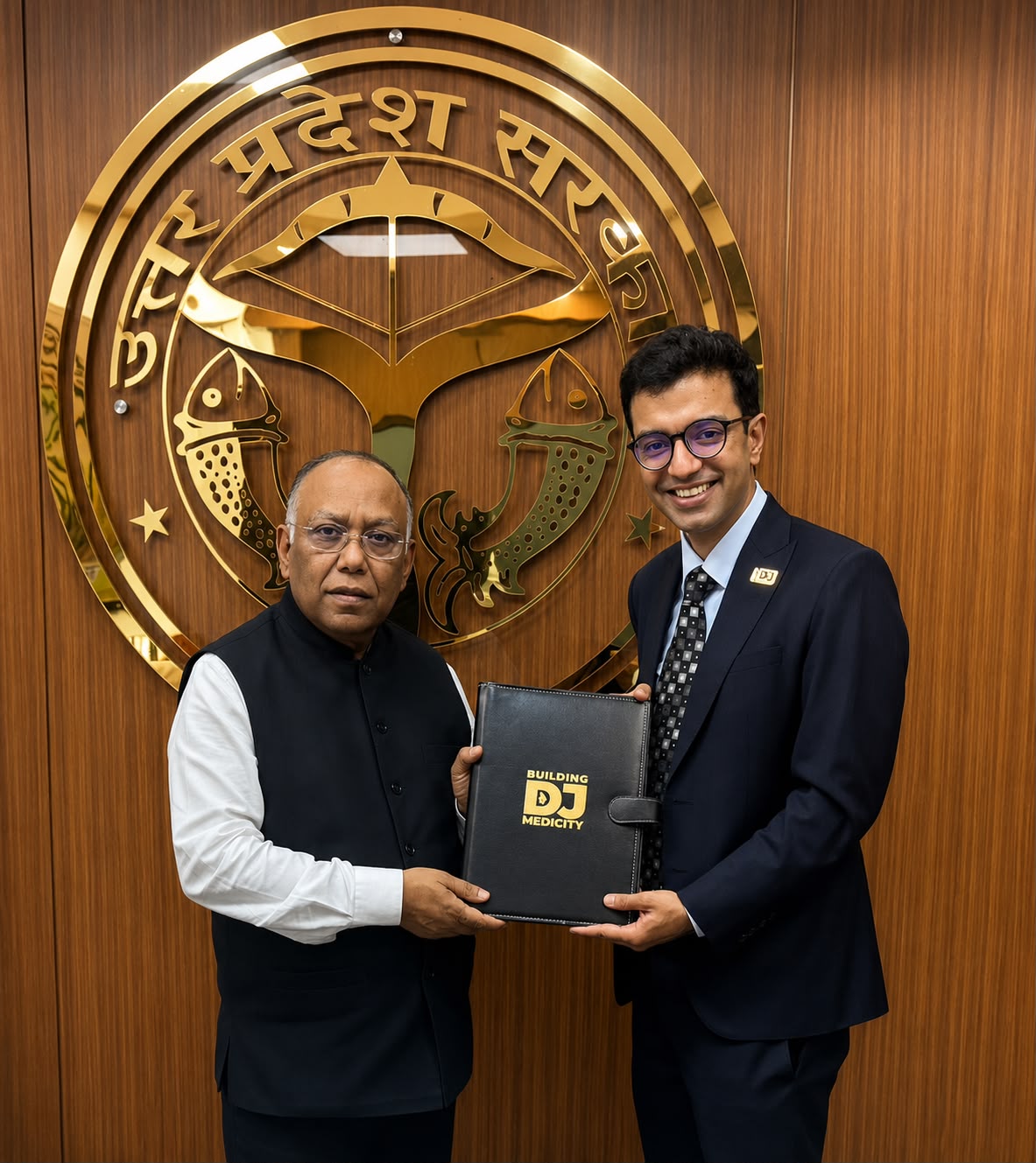 DJ Group Chairman Rhitik Jassar Presents DJ Medicity Vision to UP Medical Education ACS Amit Kumar Ghosh