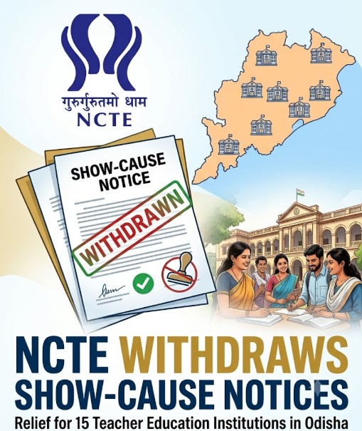 NCTE Withdraws Show-Cause Notices Against 15 Teacher Education Institutions in Odisha