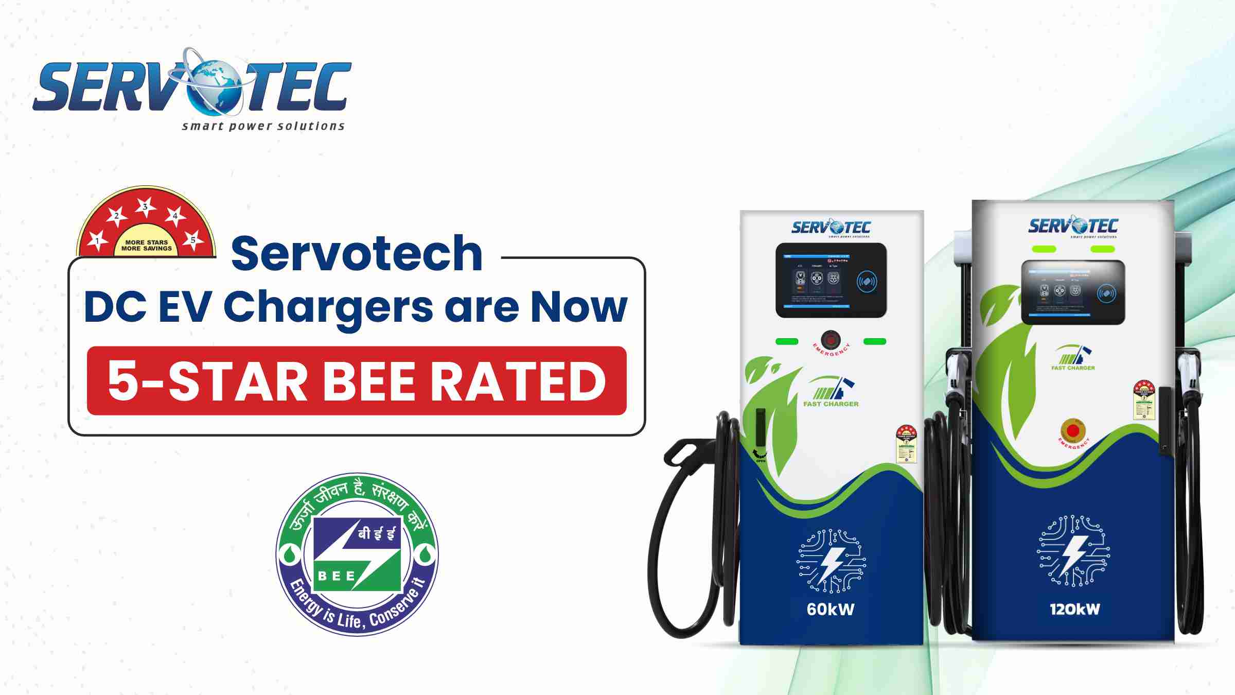 Servotech Secures BEE 5-star Rating for 60 kW & 120 kW DC EV Chargers