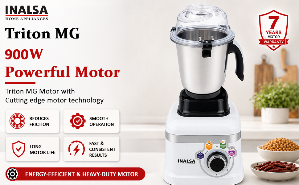 Product || INALSA Launches Triton 900 Mixer Grinder and Food Processor with Segment-First 7-Year Motor Warranty