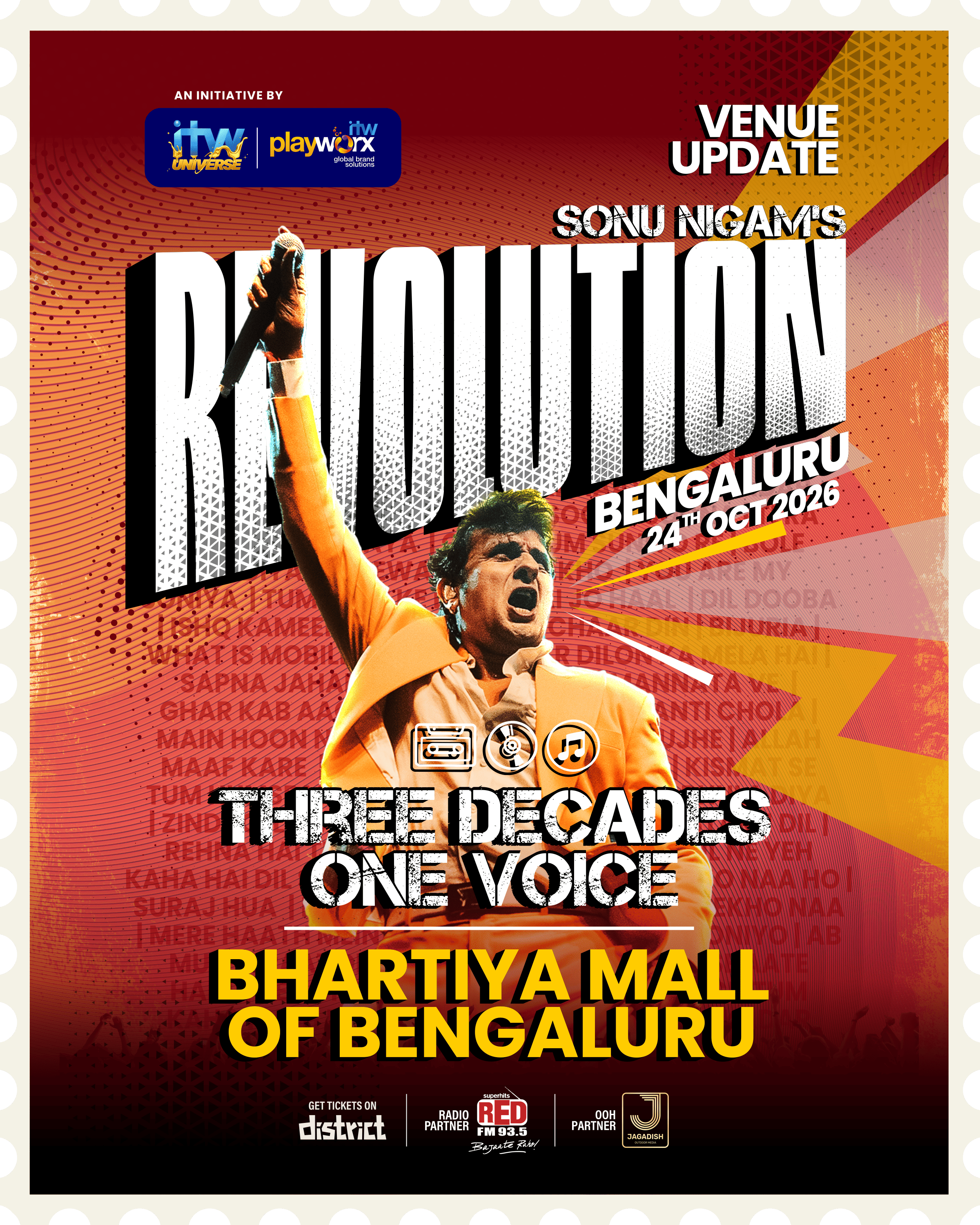Sonu Nigam to Kick Off ‘Revolution Tour India’ at Bhartiya Mall, Bengaluru on October 24th 2026