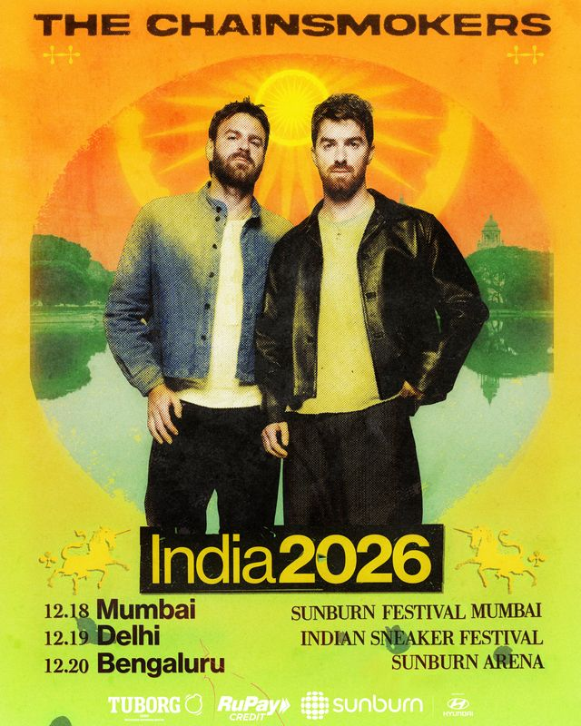 The Chainsmokers&rsquo; India Tour 2026 to drive mayhem this December across Mumbai, Delhi and Bengaluru; Duo To Headline Sunburn Festival 2026 In Mumbai on 18th Dec