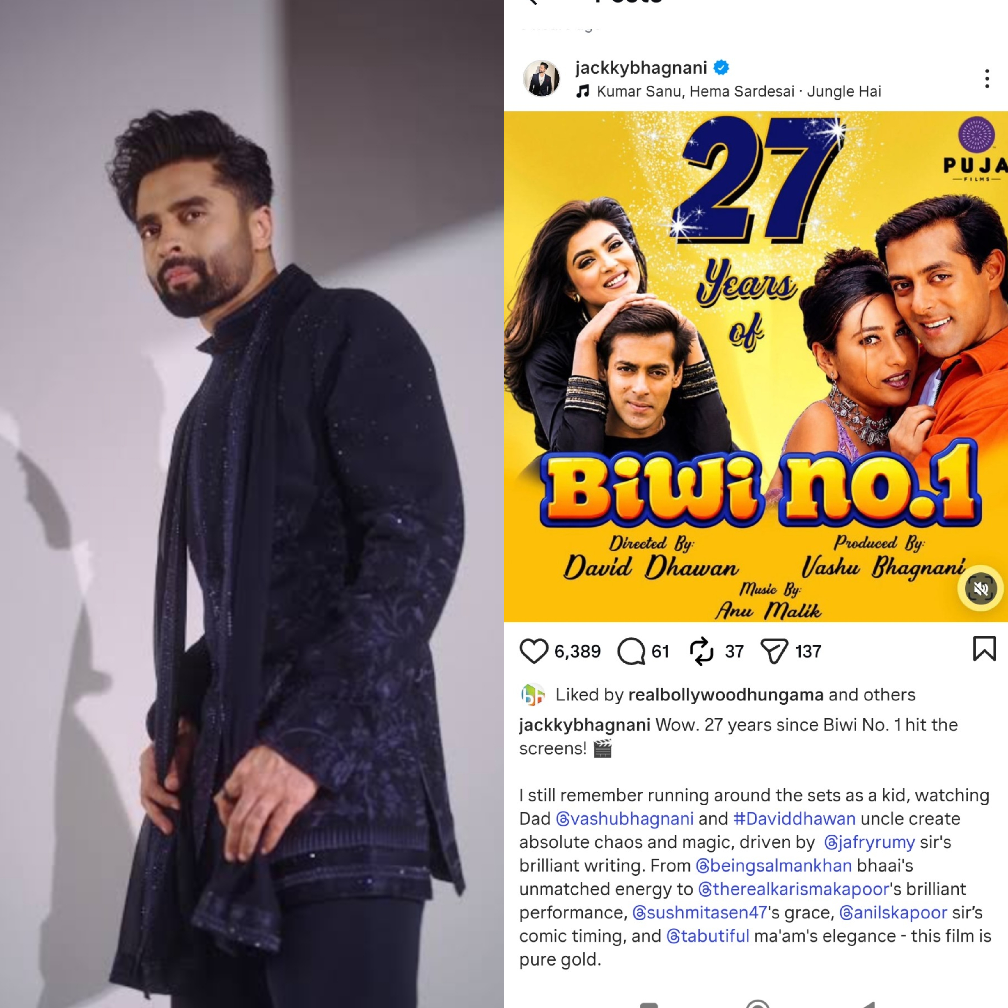 Jackky Bhagnani Gracefully Celebrates 27 Years of David Dhawan&rsquo;s Biwi No. 1