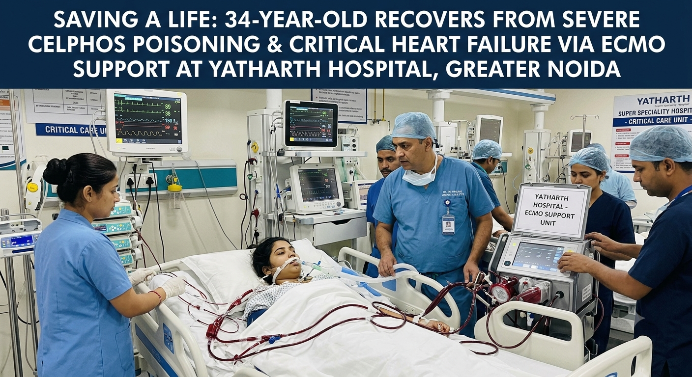 Saving the Life of a 34-Year-Old Patient Affected with Severe Celphos Poisoning and Critical Heart Condition by ECMO Support at Yatharth Hospital