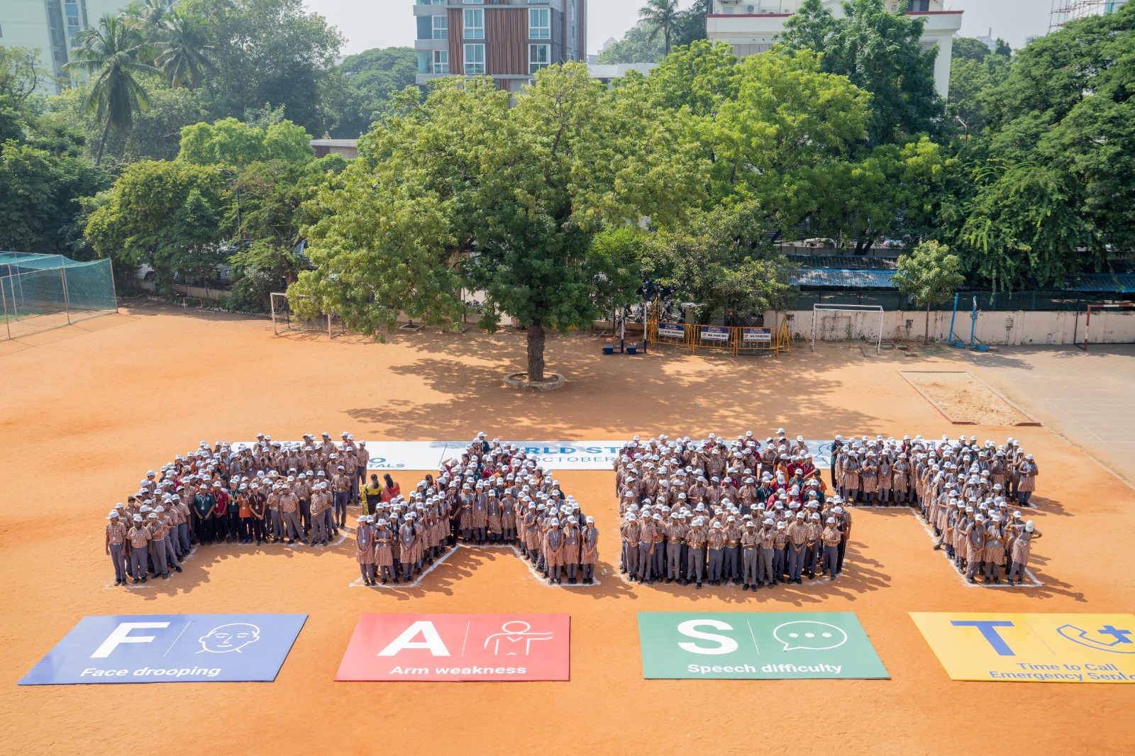 Apollo Hospitals takes stroke awareness campaign to school; students form ‘FAST’ message