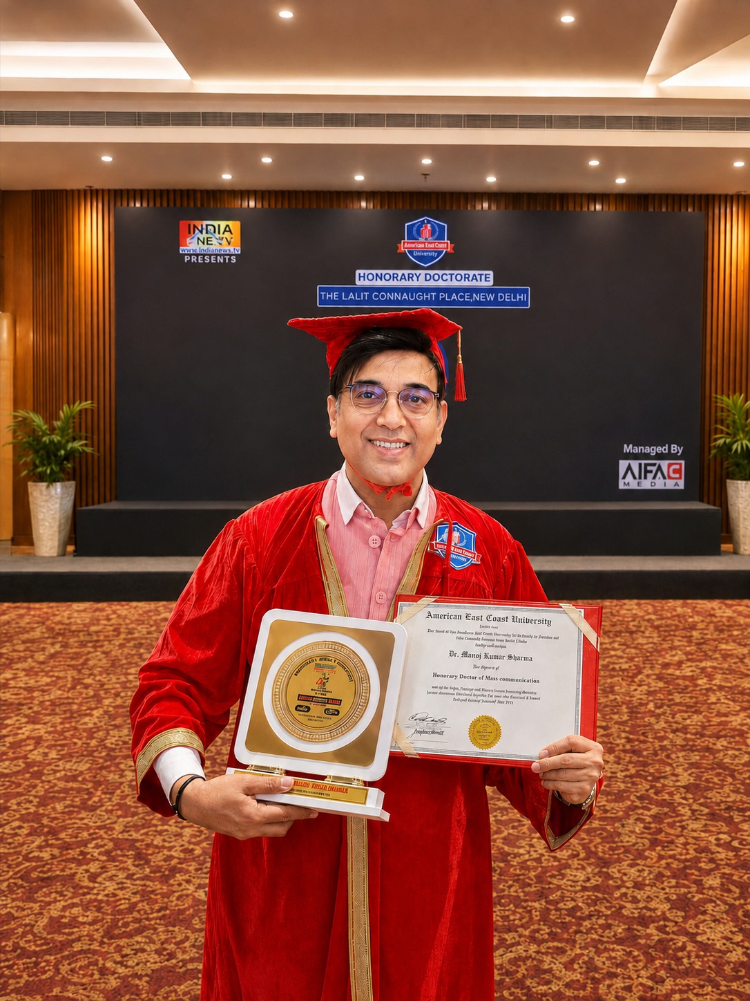 Manoj Kumar Sharma Conferred Honorary Doctorate in Mass Communication at National Media Conclave