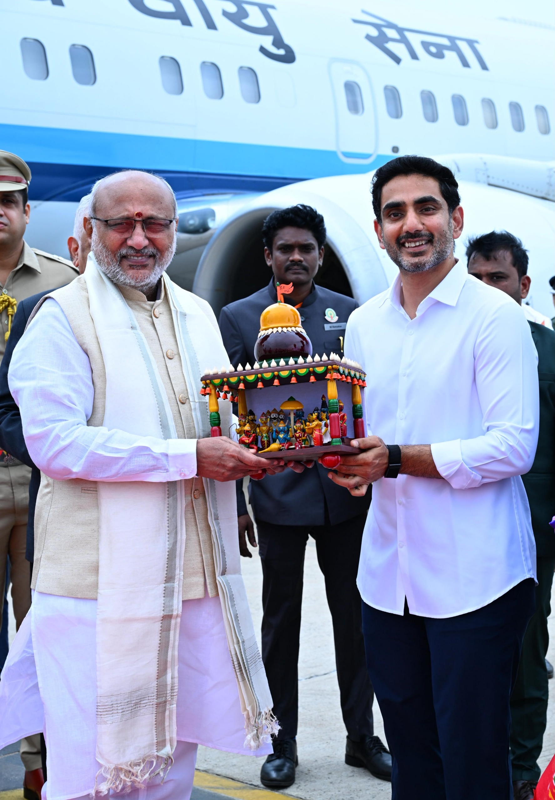 Nara Lokesh Welcomes Vice-President C.P. Radhakrishnan Ahead of Popcorn Maize Seed Launch in Musunuru
