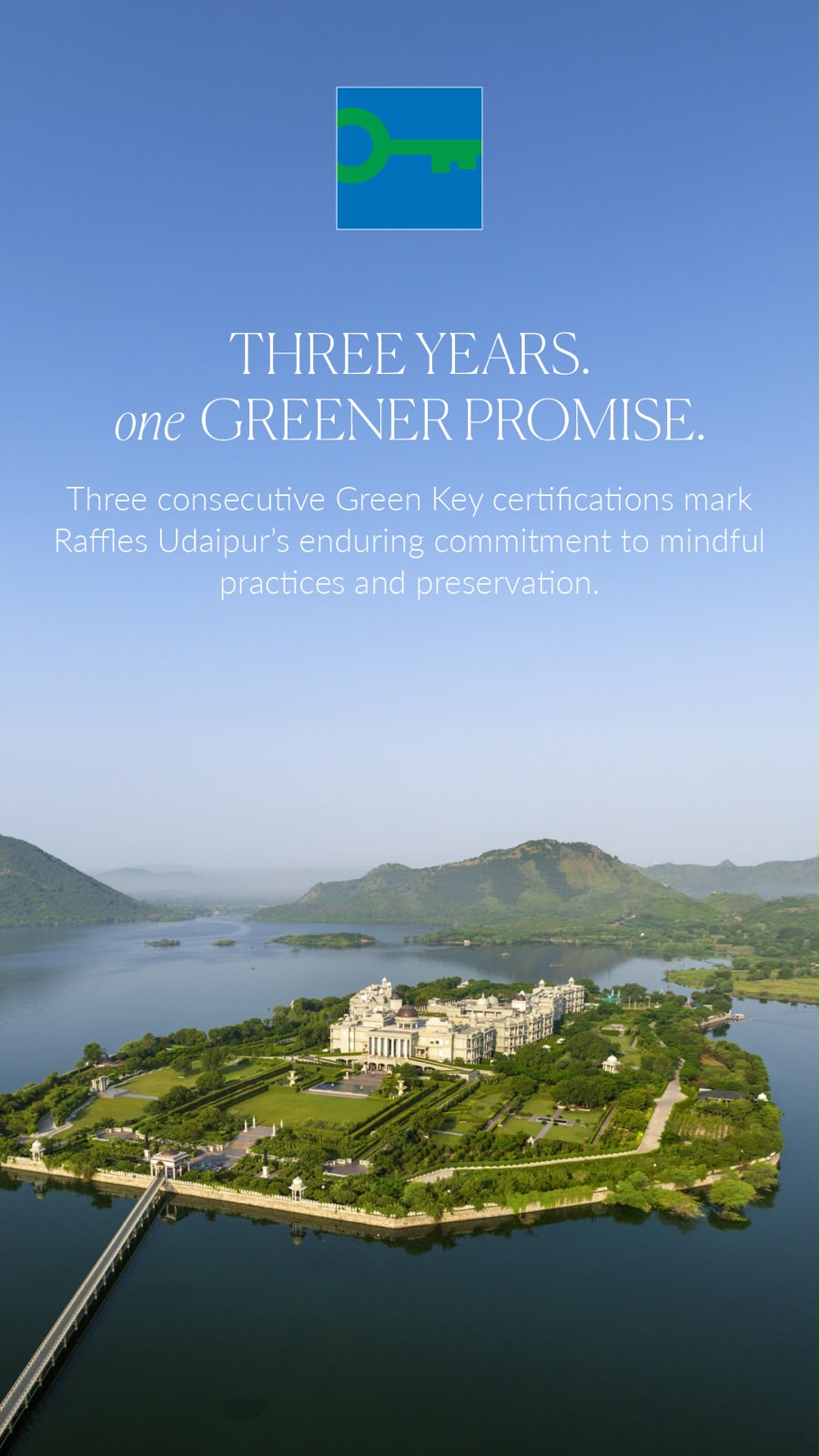 Raffles Udaipur Receives Third Consecutive Green Key Certification, Reinforcing Its Commitment to Sustainable Luxury
