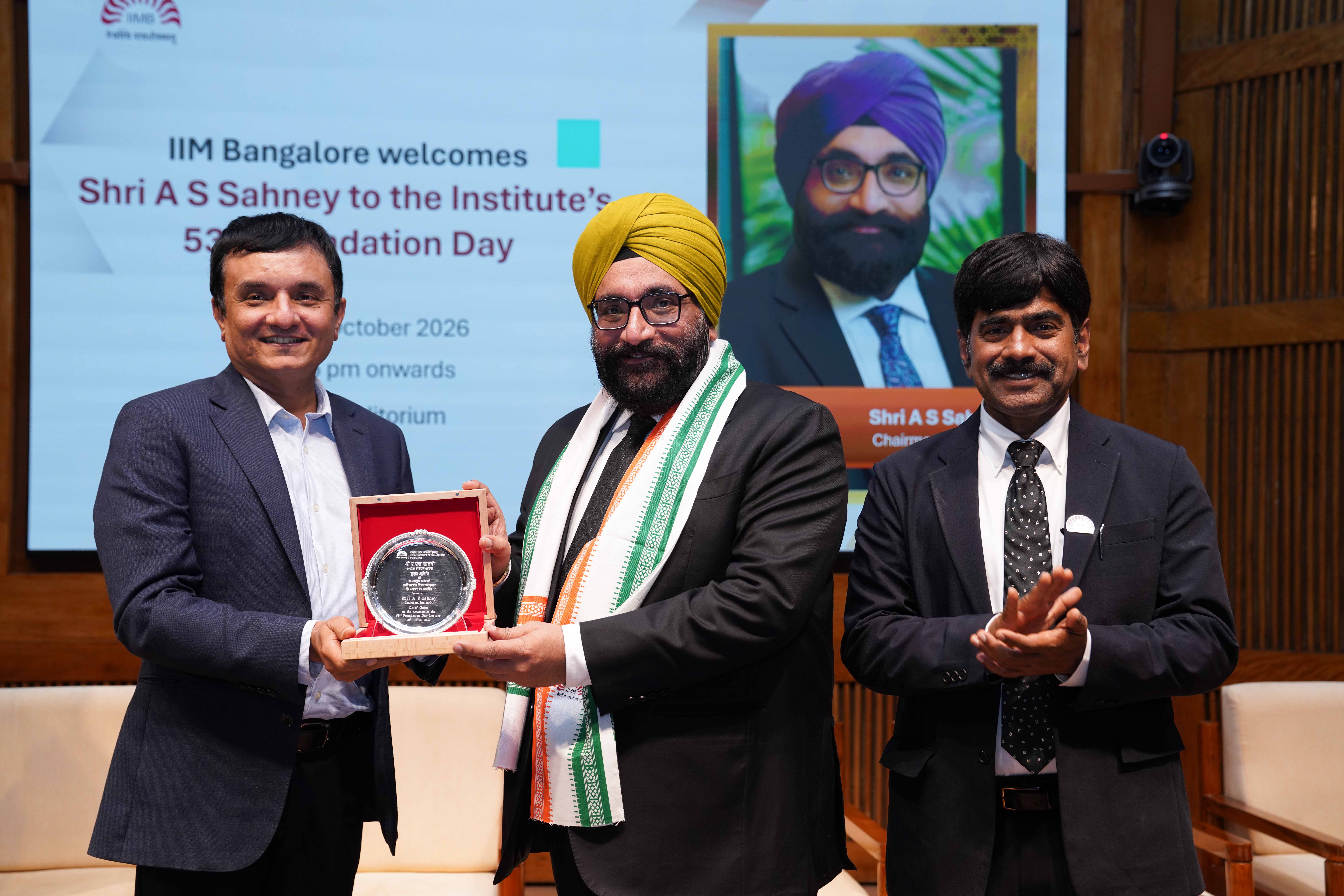 IndianOil Chairman A S Sahney delivers IIM Bangalore's 53rd Foundation Day lecture on India's energy journey