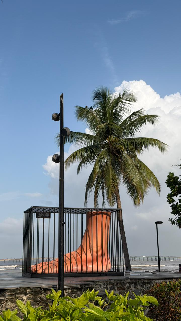 Mystery Giant Foot Appears at Carter Road; Giant Foot Installation Sparks Curiosity in Bandra; What Is This Giant Foot on Carter Road?