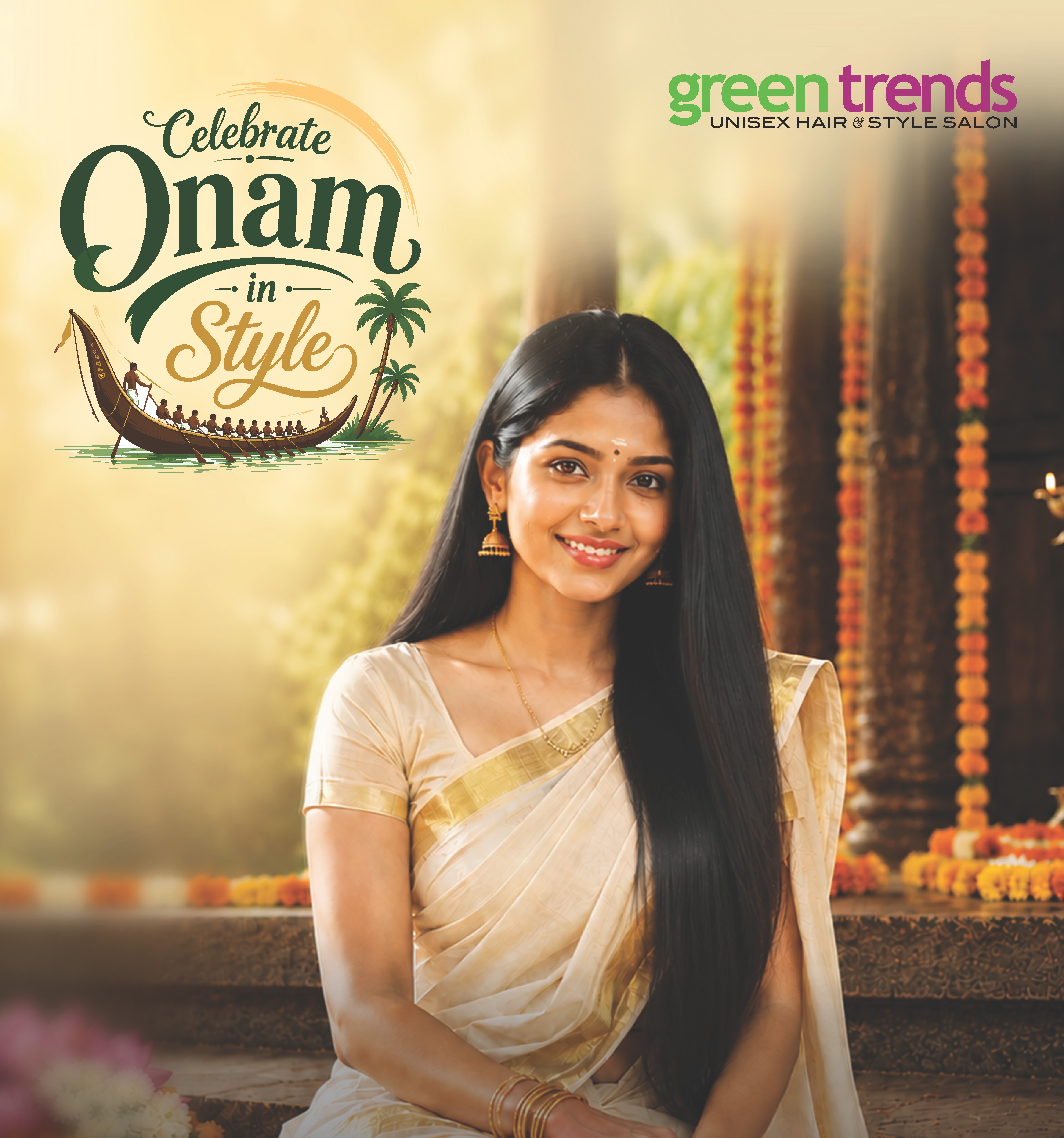 Green Trends - Celebrate Onam in Style with Green Trends’ Festive Hair Transformation