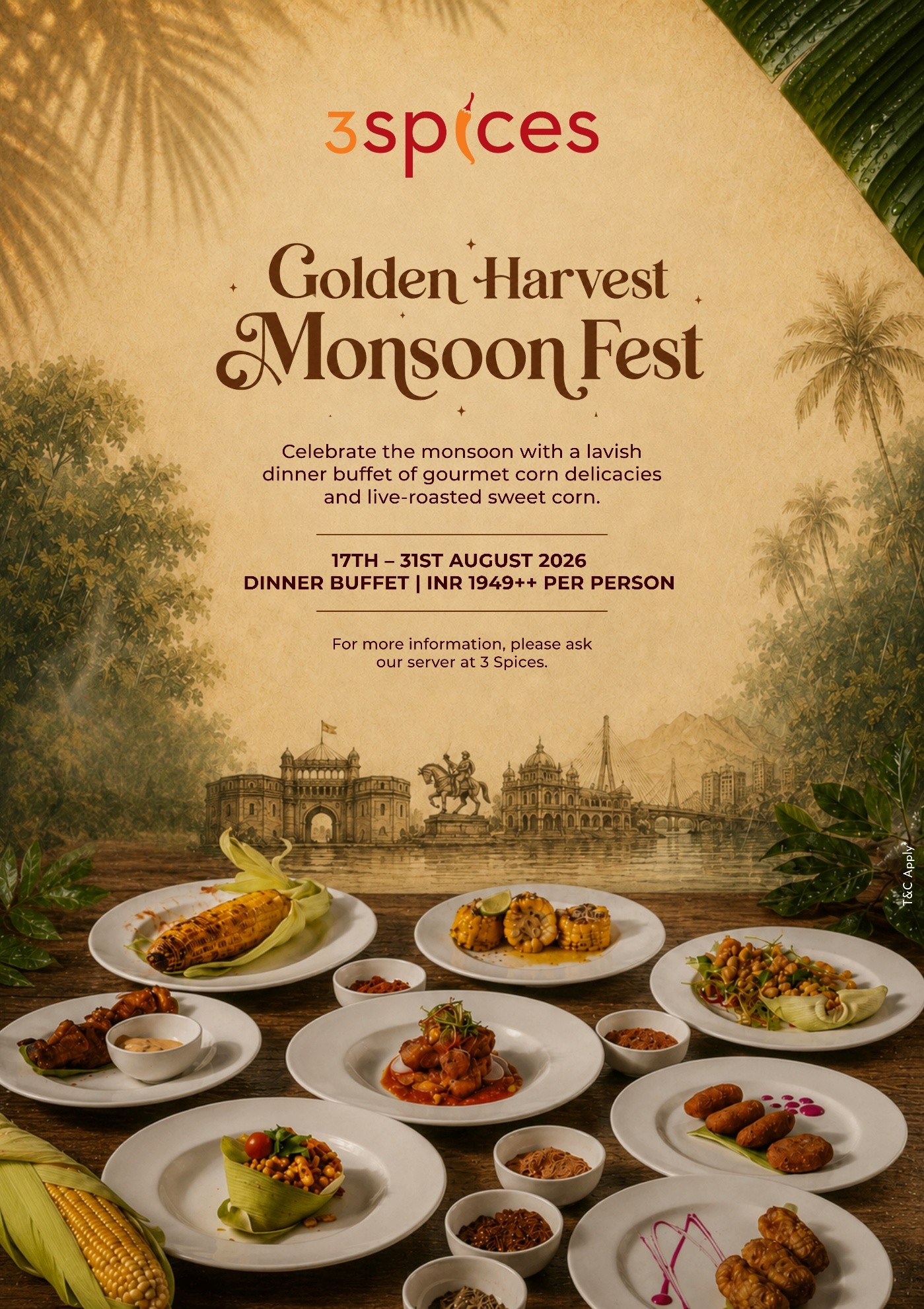 Celebrate the Monsoon with the &lsquo;Golden Harvest Monsoon Fest&rsquo; at 3 Spices, DoubleTree by Hilton Pune-Chinchwad