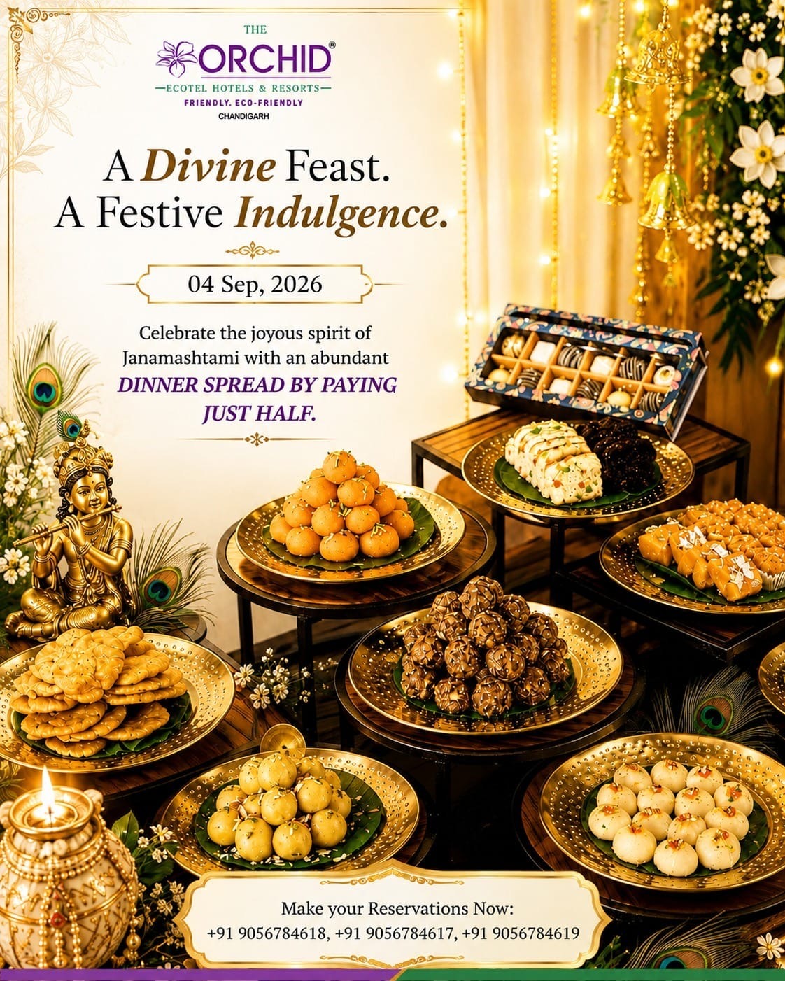 Celebrate the Divine Spirit of Janmashtami with a Festive Dinner at The Orchid Chandigarh