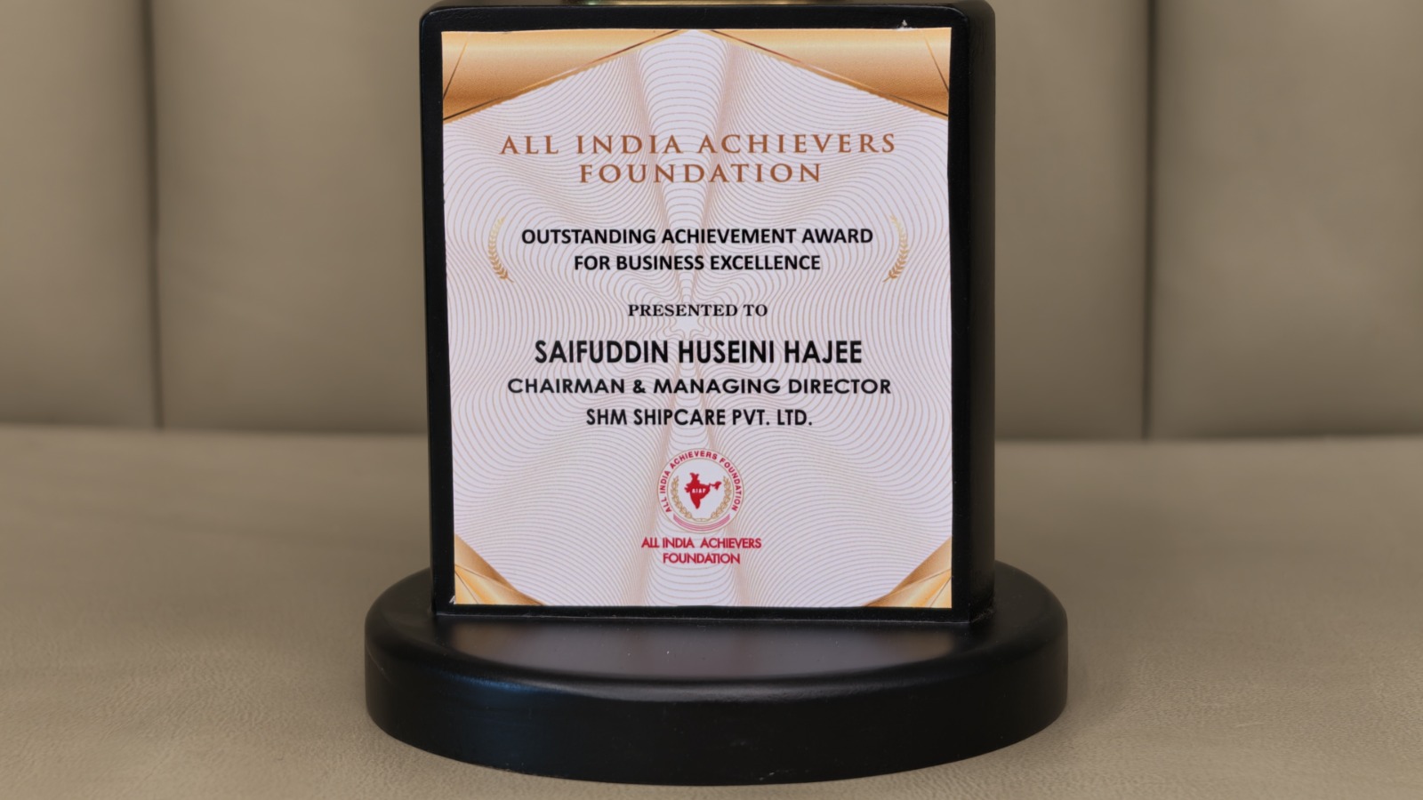 SHM Shipcare's Saifuddin Hajee Honoured with Outstanding Industry Achievement Award at All India Achievers Conclave & Awards 2026